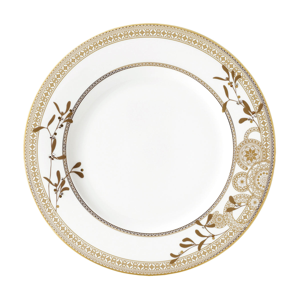 Prouna Golden Leaves Dinner Plate White Background Photo