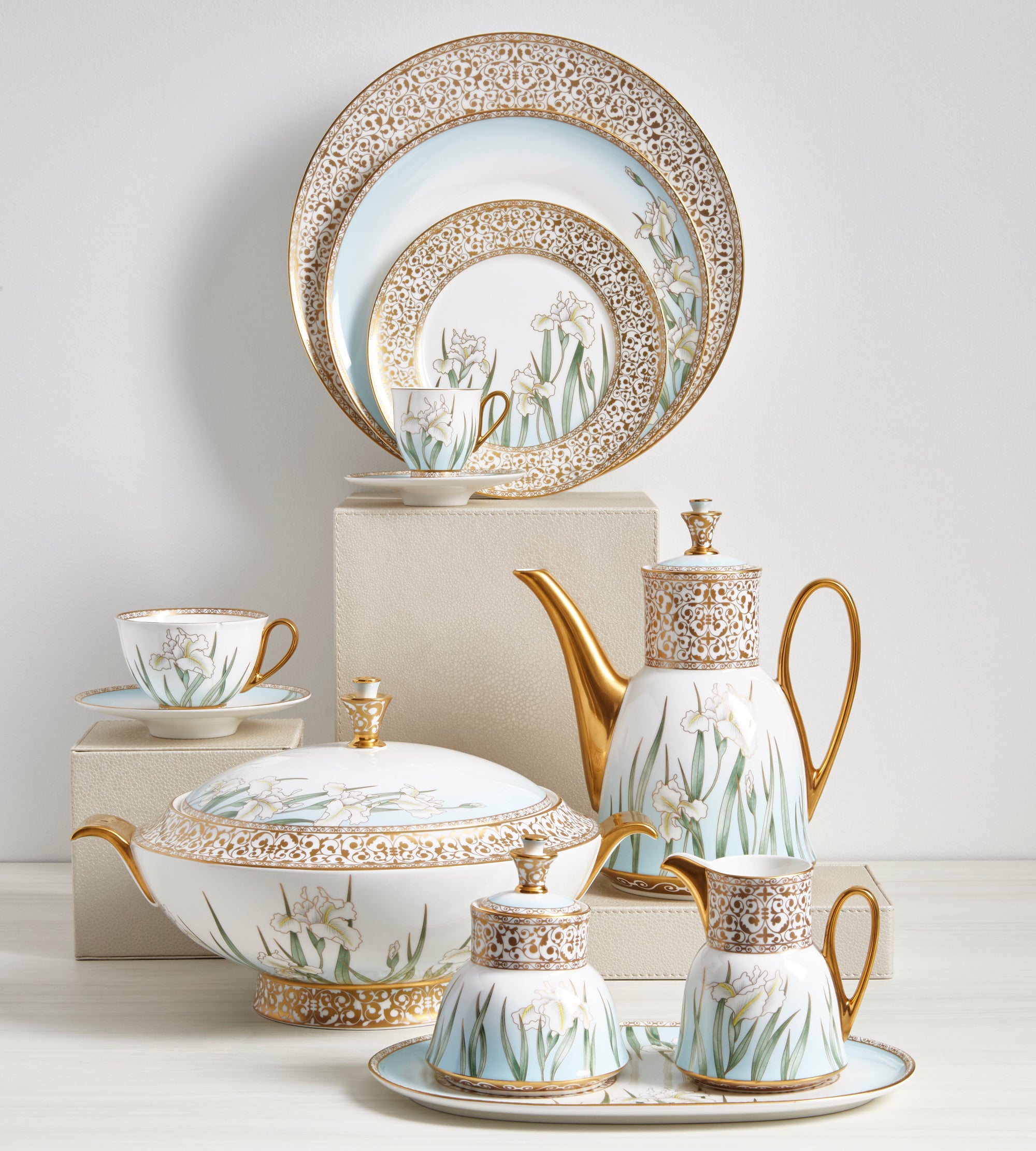 Prouna Iris Tea Cup & Saucer White Background Photo