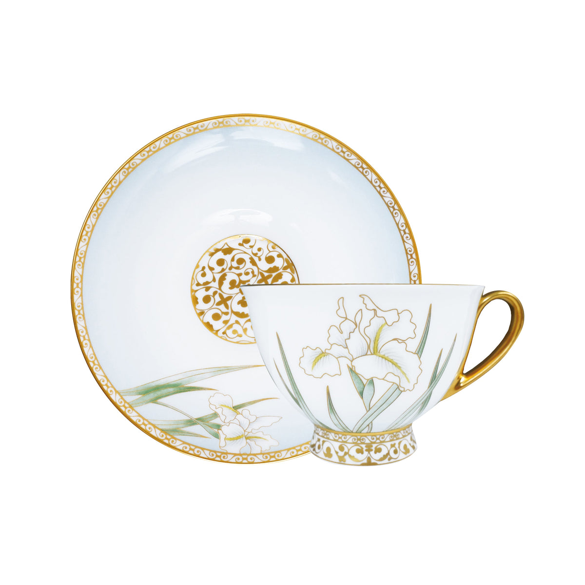 Prouna Iris Tea Cup &amp; Saucer White Background Photo