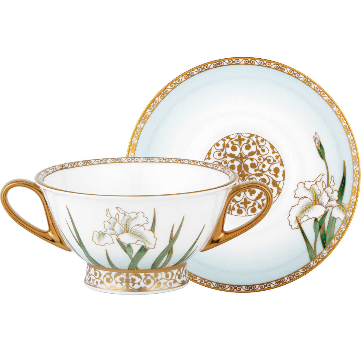 Prouna Iris Cream Soup Cup &amp; Saucer White Background Photo