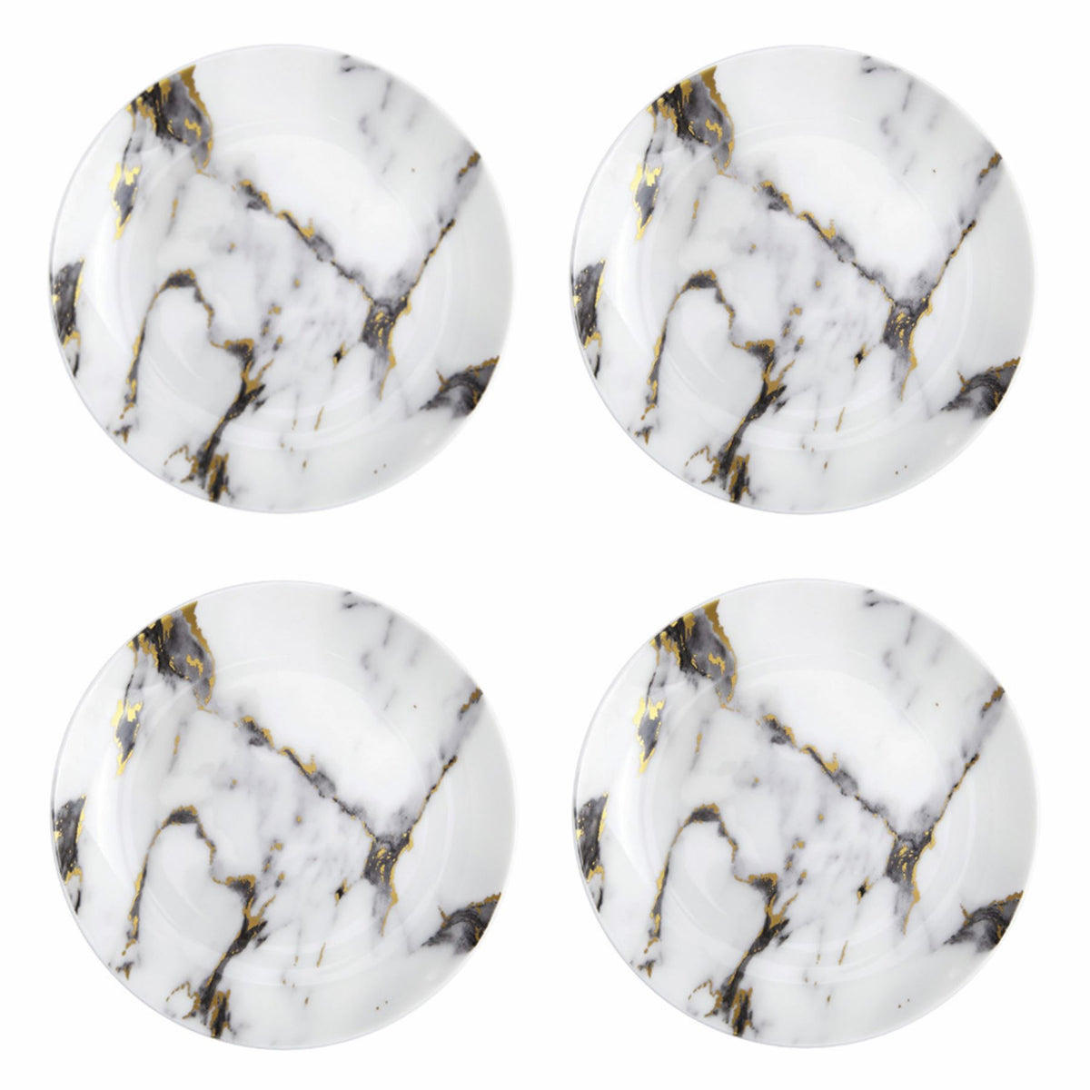 Marble Venice Fog Set of 4, Canape Plates White Background Photo