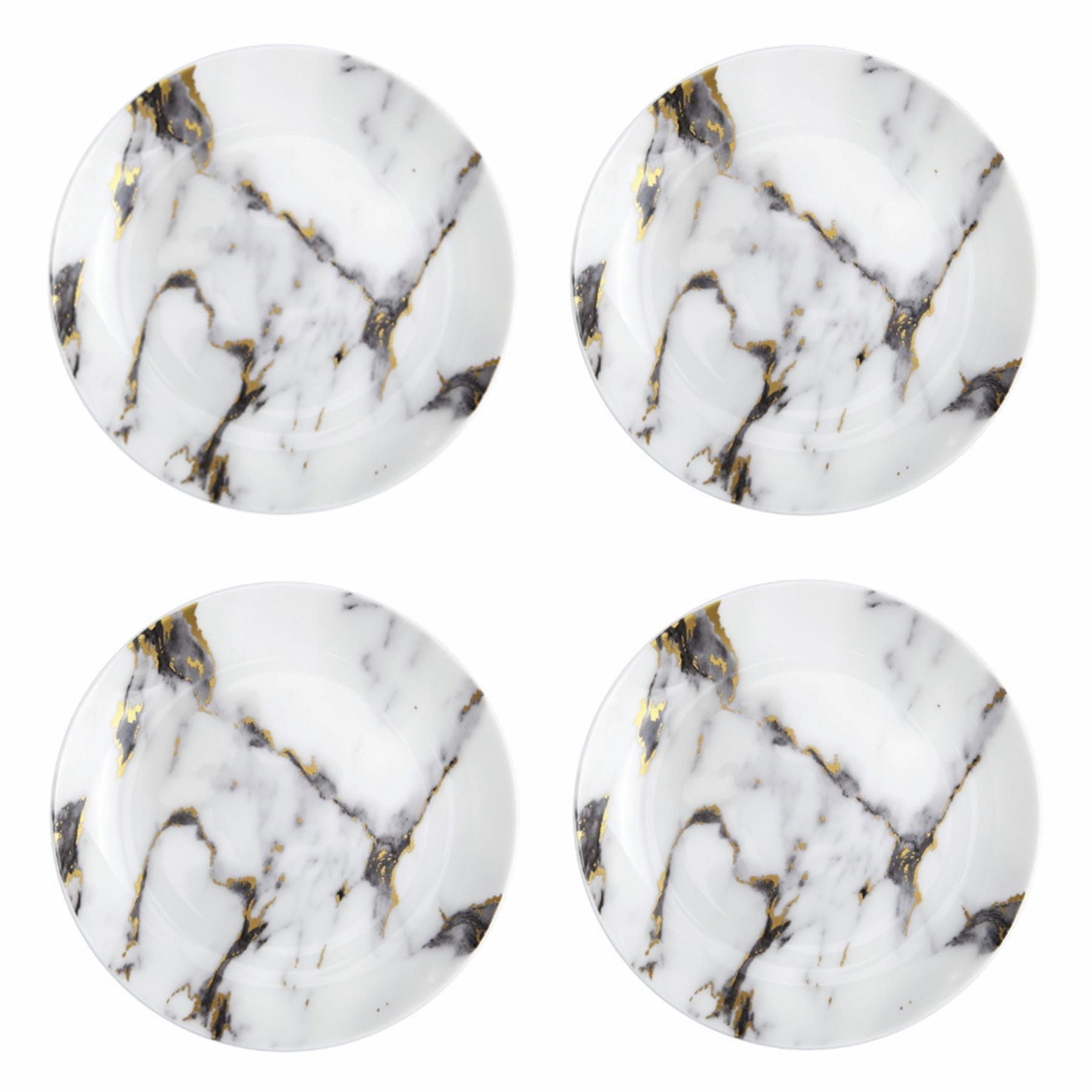 Prouna Marble Venice Fog Set of 4, Canape Plates White Background Photo