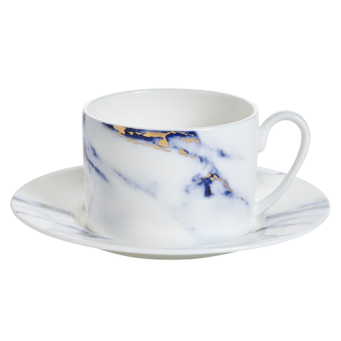 Prouna Marble Azure Tea Cup & Saucer White Background Photo