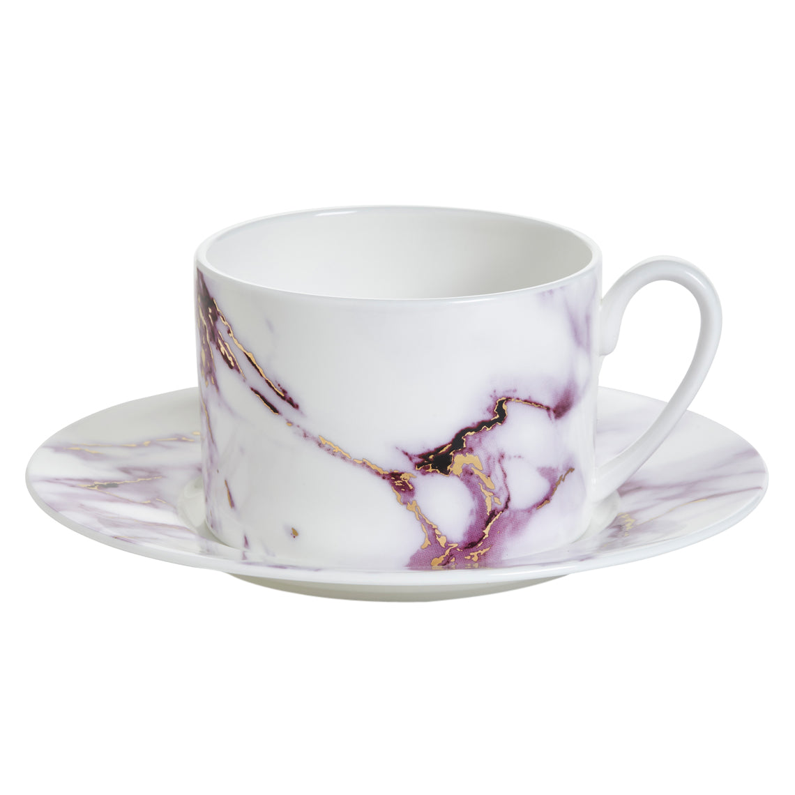Prouna Marble Chianti Tea Cup & Saucer White Background Photo