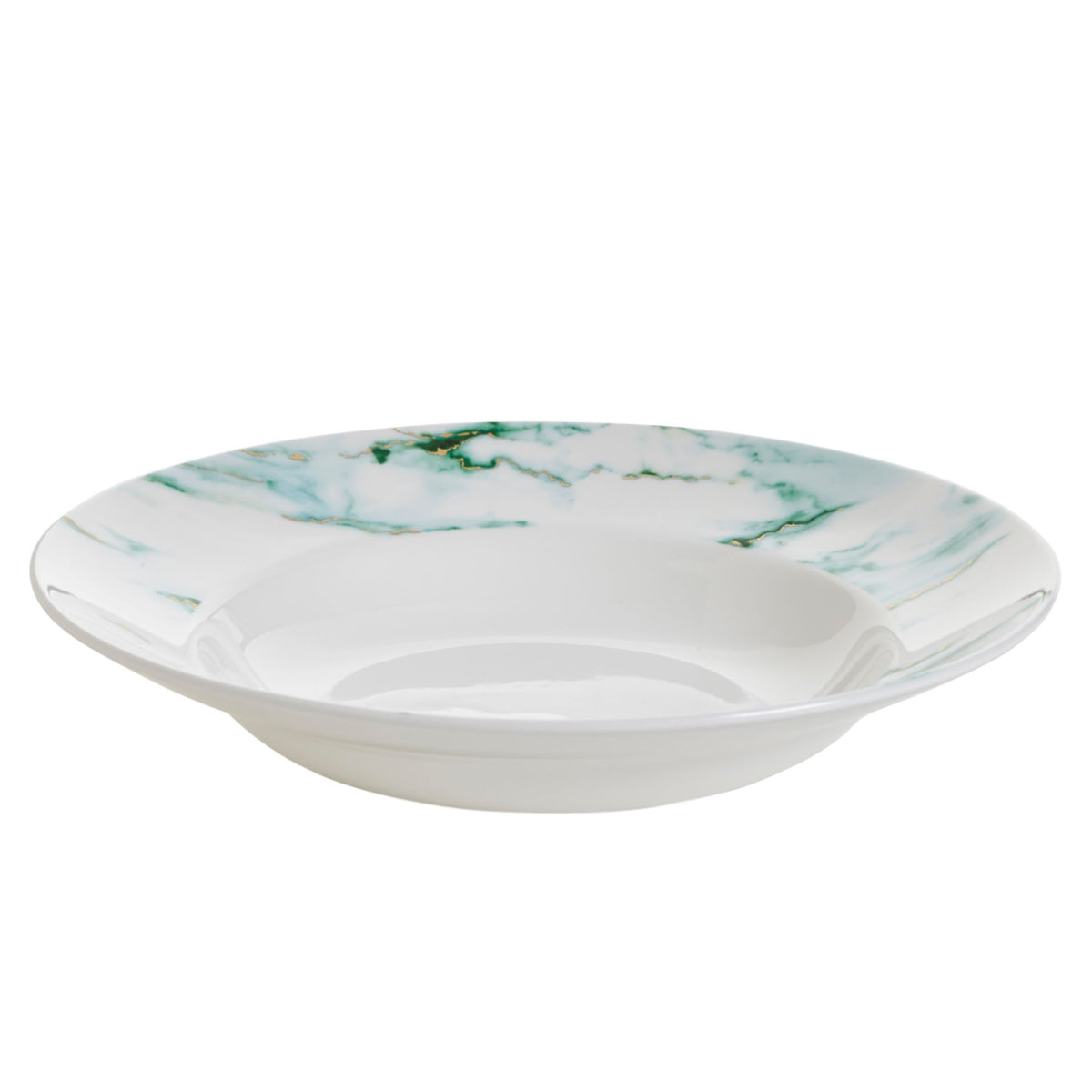Marble Verde Soup Bowl White Background Photo