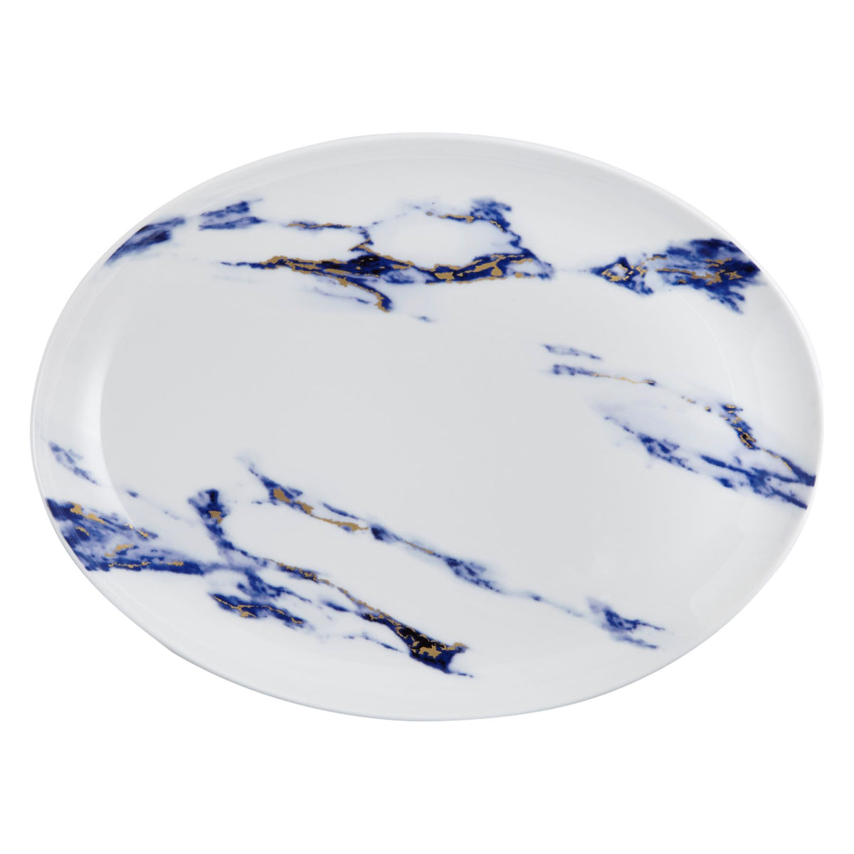 Marble Azure 14&quot; Oval Platter White Background Photo
