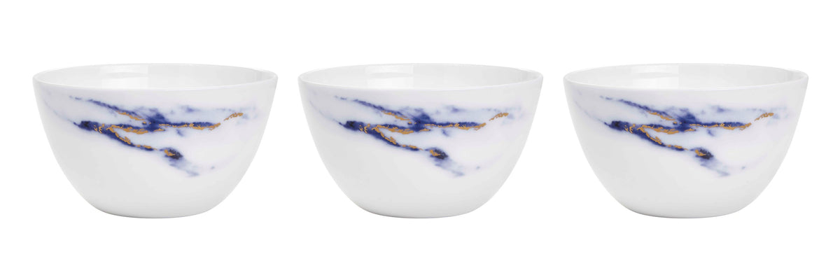 Marble Azure Set of 3, Nut &amp; Olive Bowls White Background Photo
