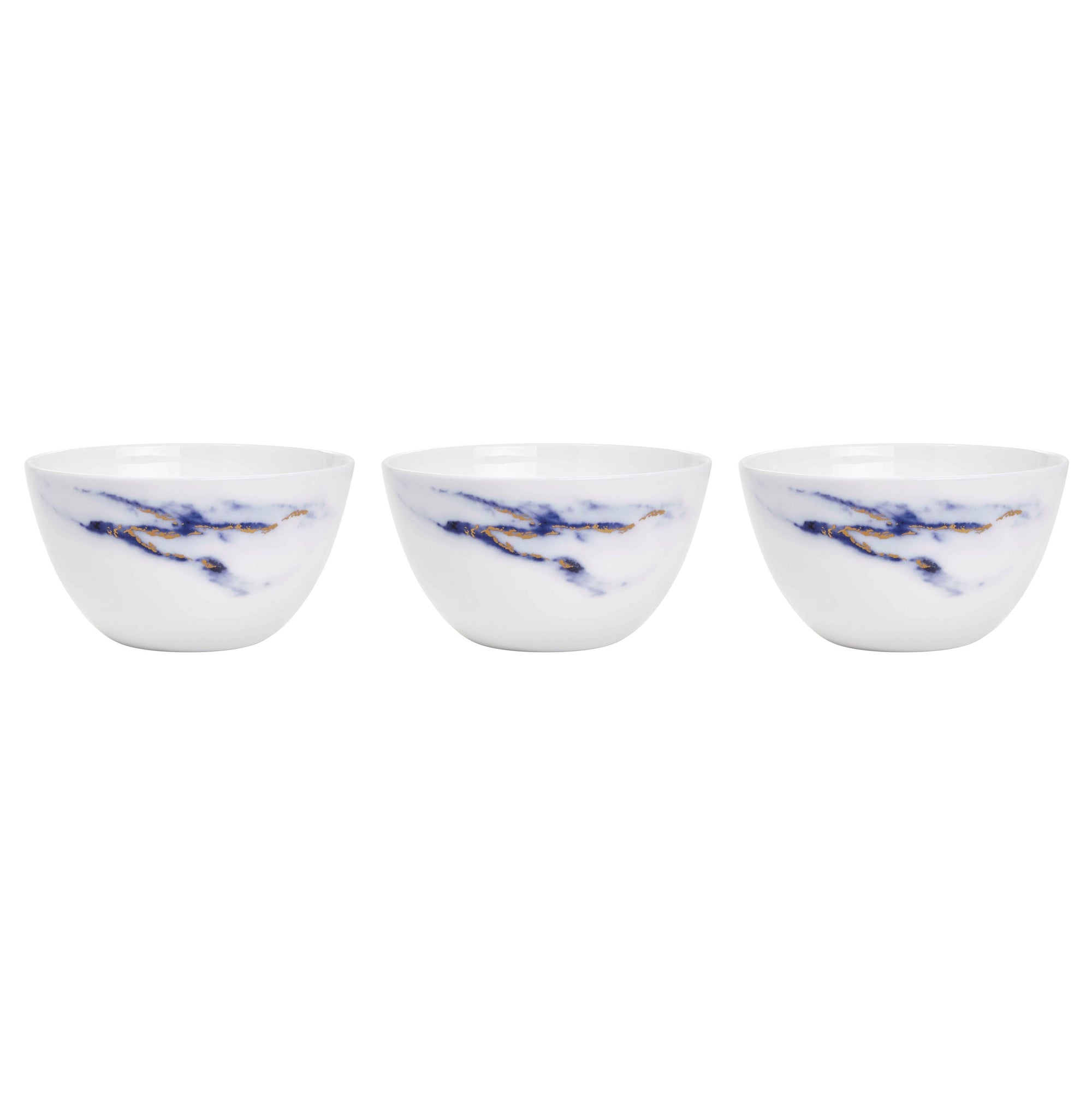 Prouna Marble Azure Set of 3, Nut & Olive Bowls White Background Photo