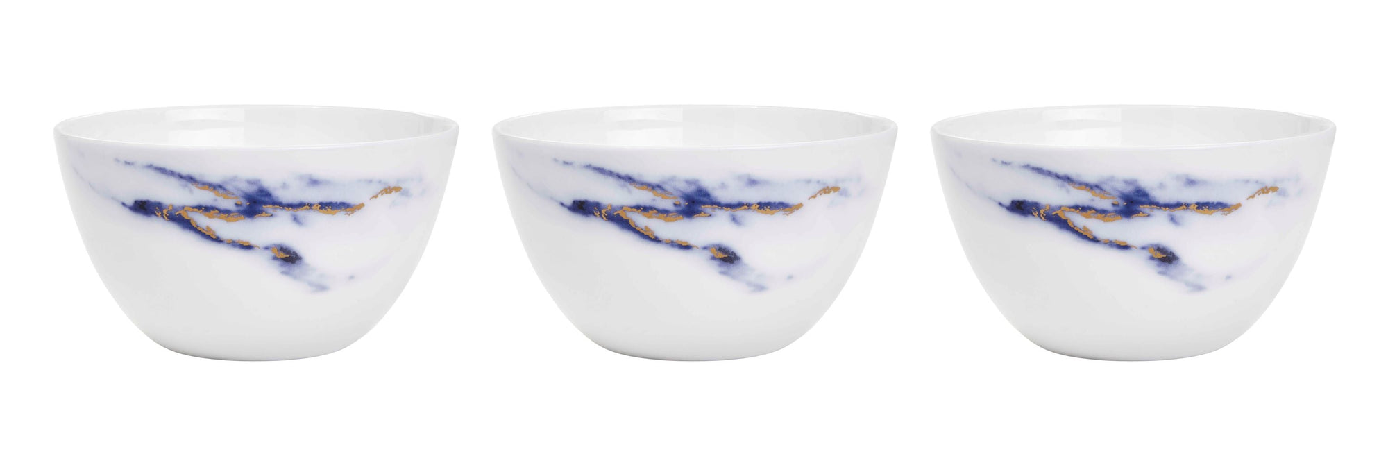 Prouna Marble Azure Set of 3, Nut & Olive Bowls White Background Photo