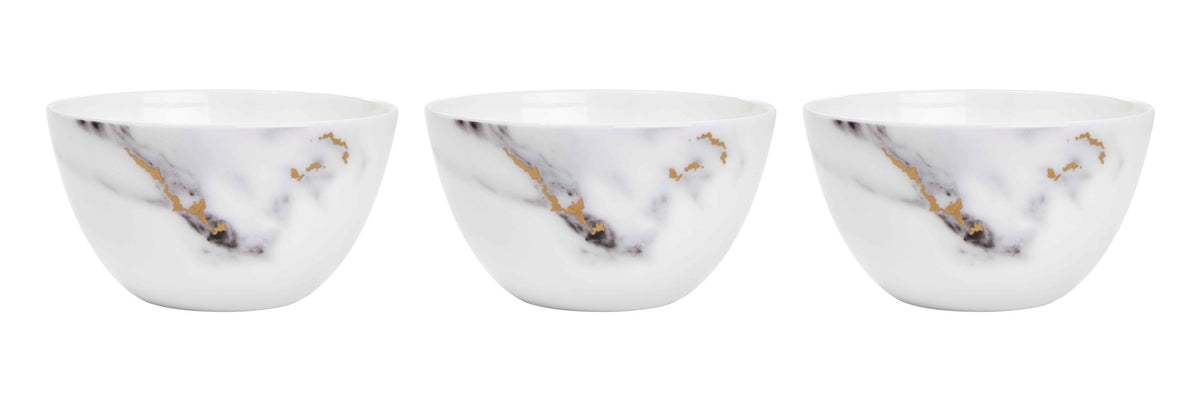 Marble Venice Fog Set of 3, Nut &amp; Olive Bowls White Background Photo
