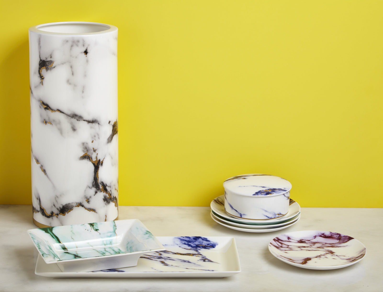 Prouna Marble Azure Jewelry Box Open White Background Photo