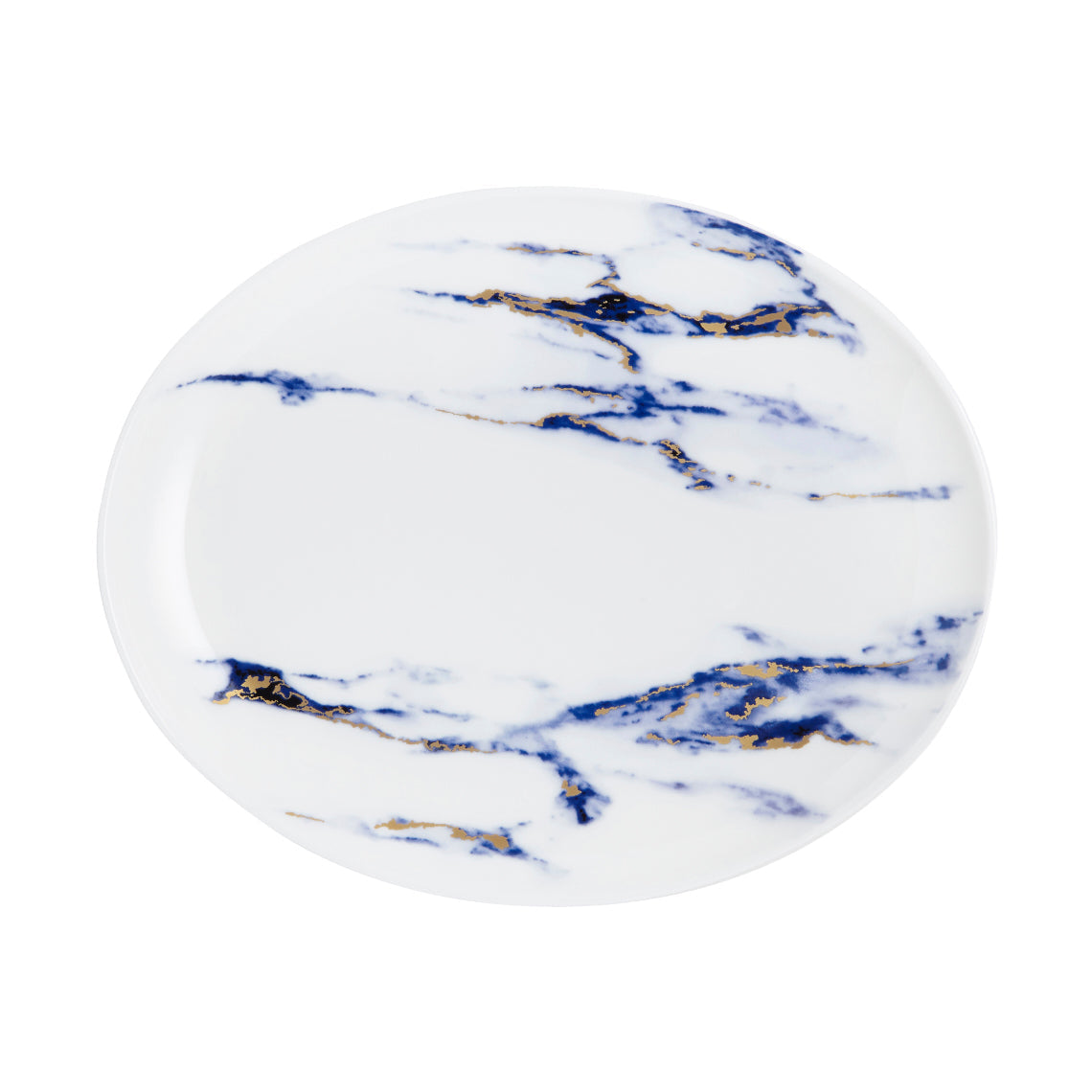 Prouna Marble Azure 12" Oval Platter White Background Photo