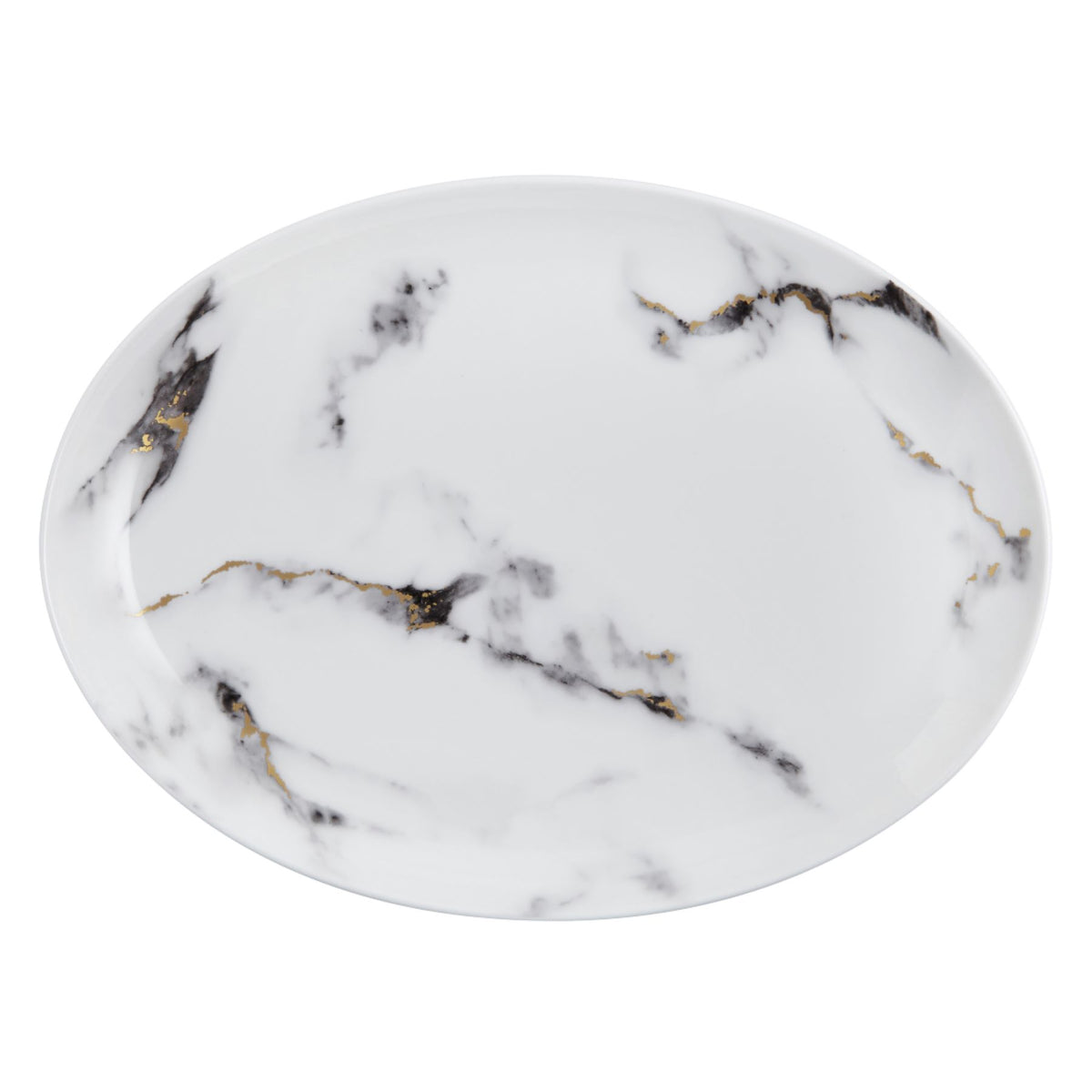 Marble Venice Fog 14&quot; Oval Platter White Background Photo