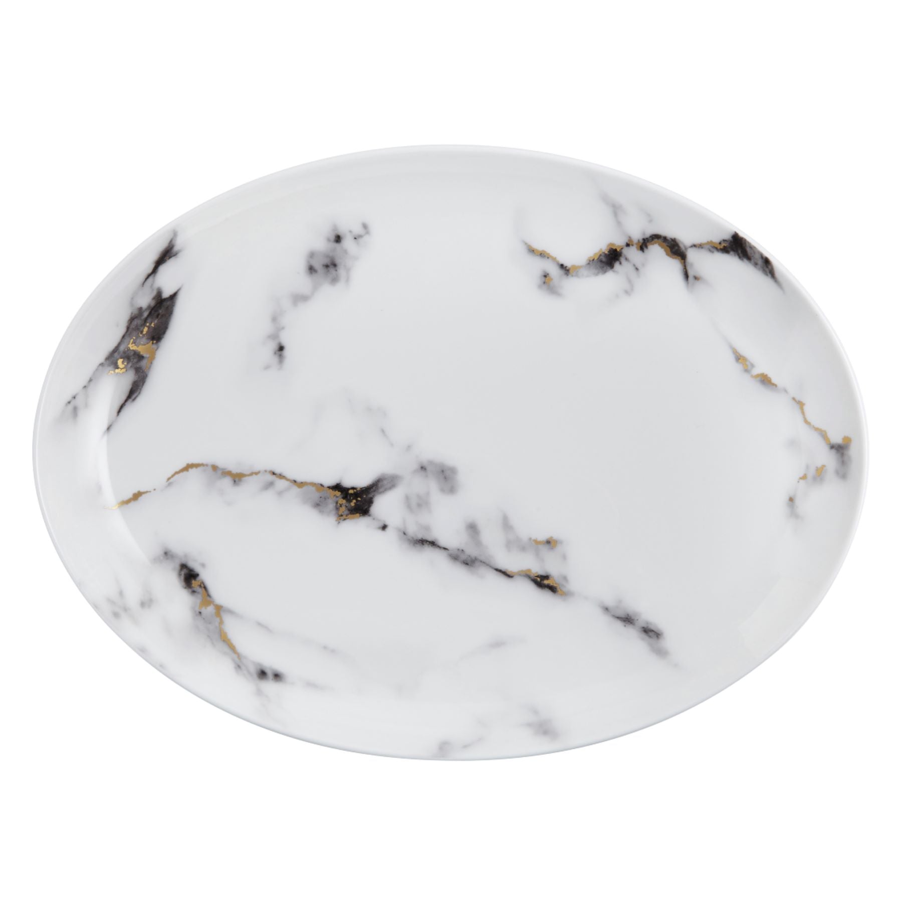 Marble Venice Fog 14" Oval Platter White Background Photo