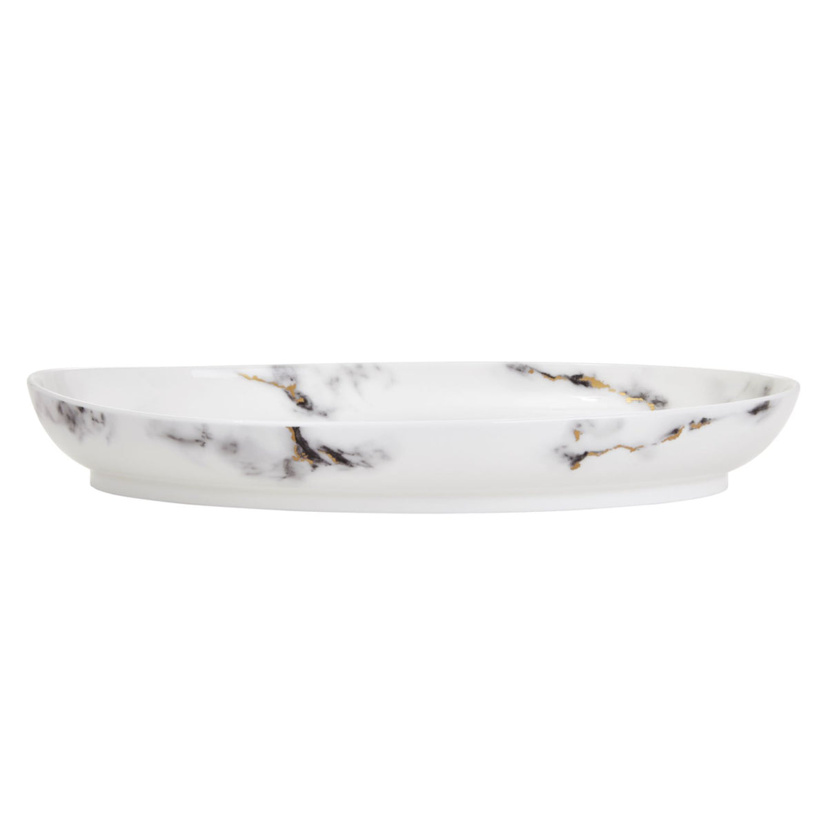 Marble Venice Fog 16&quot; Oval Platter White Background Photo