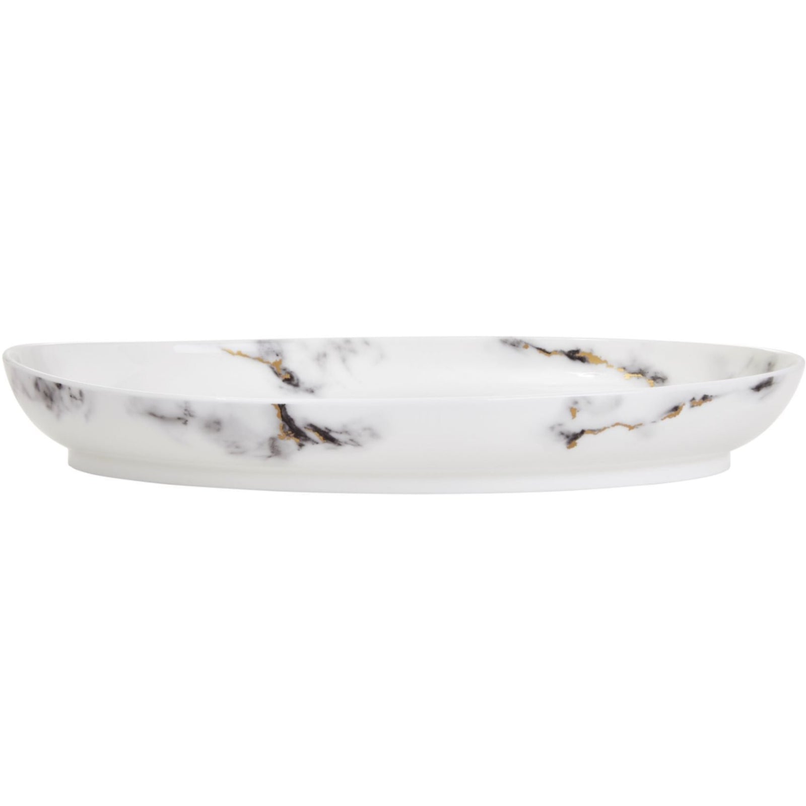 Prouna Marble Venice Fog 16" Oval Platter White Background Photo