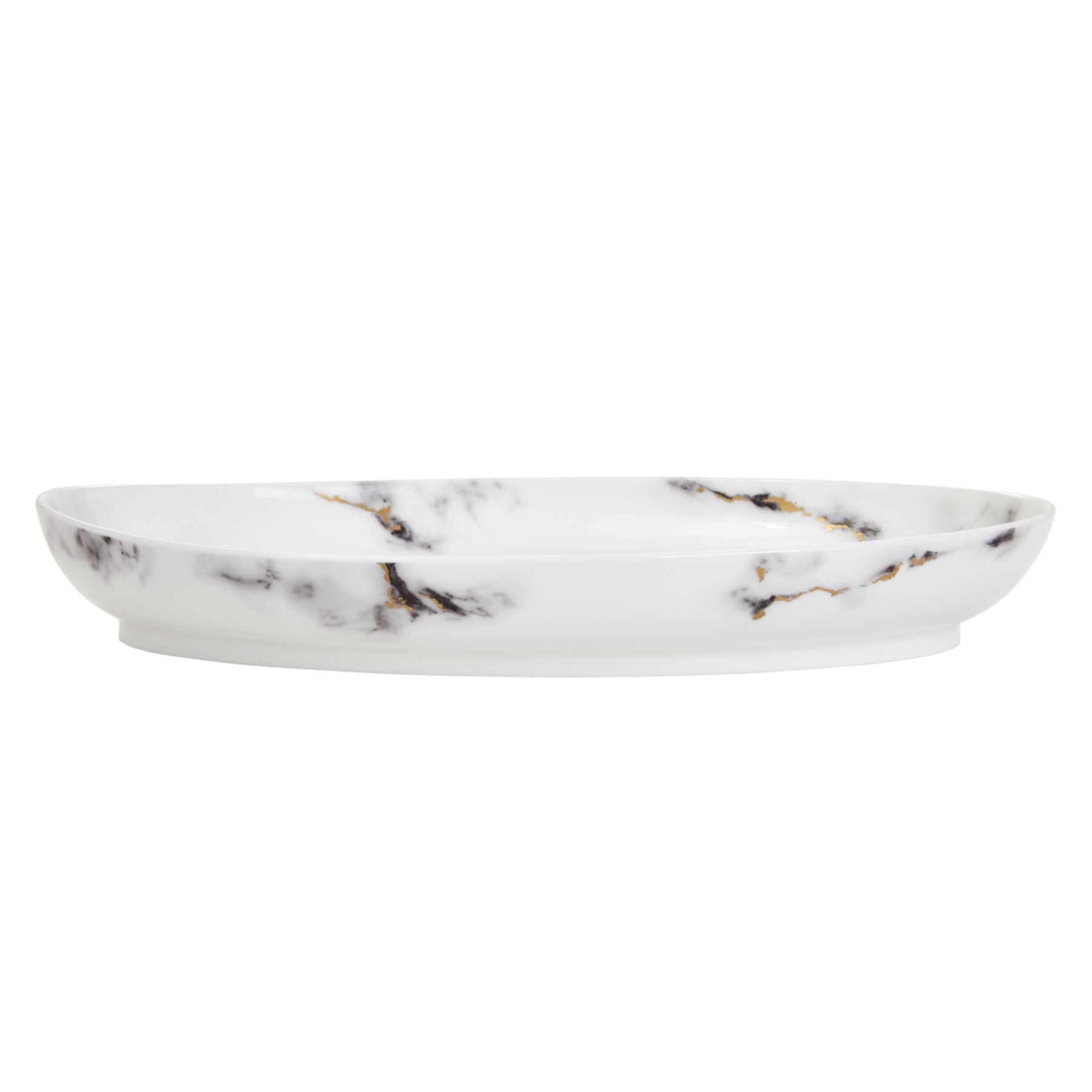 Prouna Marble Venice Fog 16" Oval Platter White Background Photo