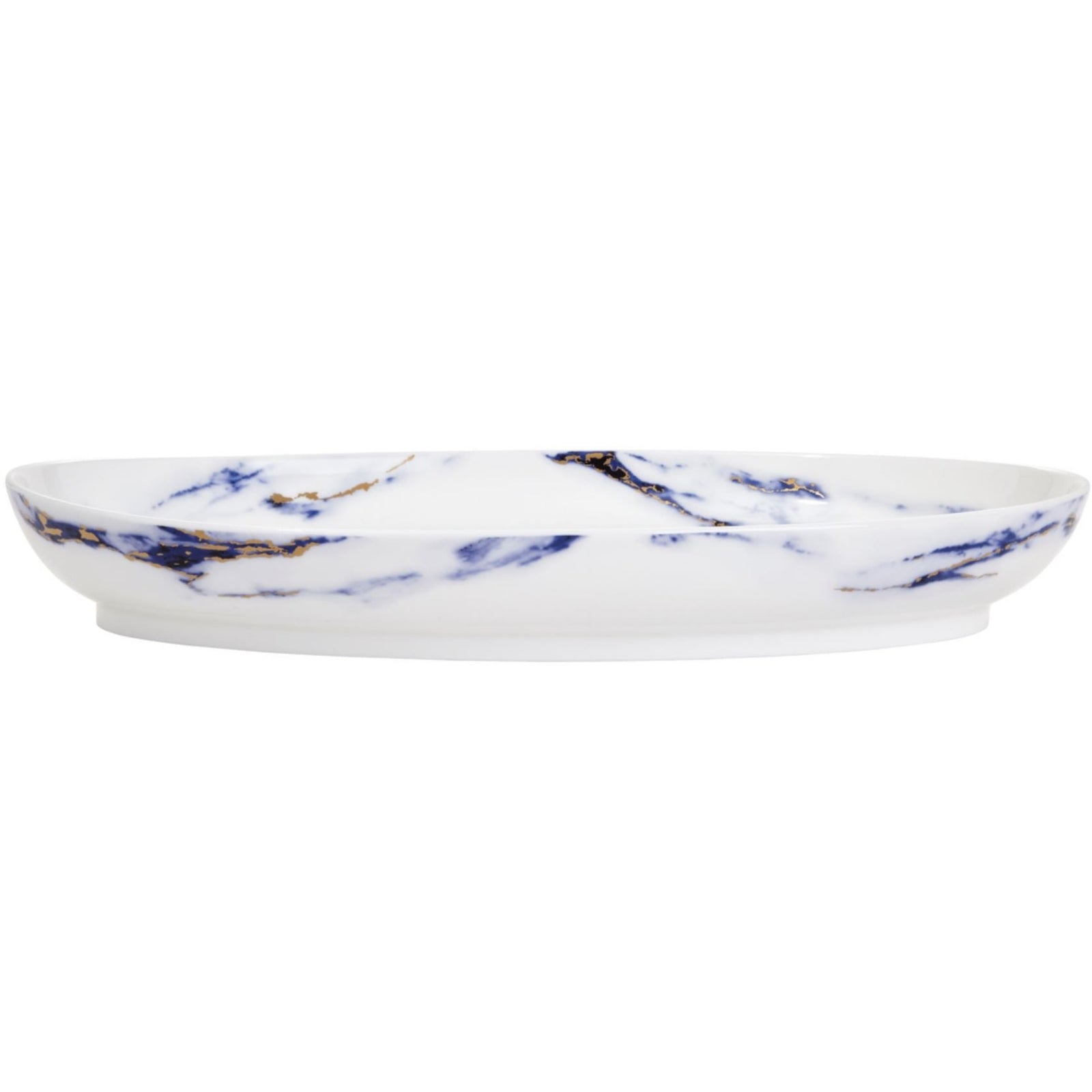 Prouna Marble Azure 16" Oval Platter White Background Photo