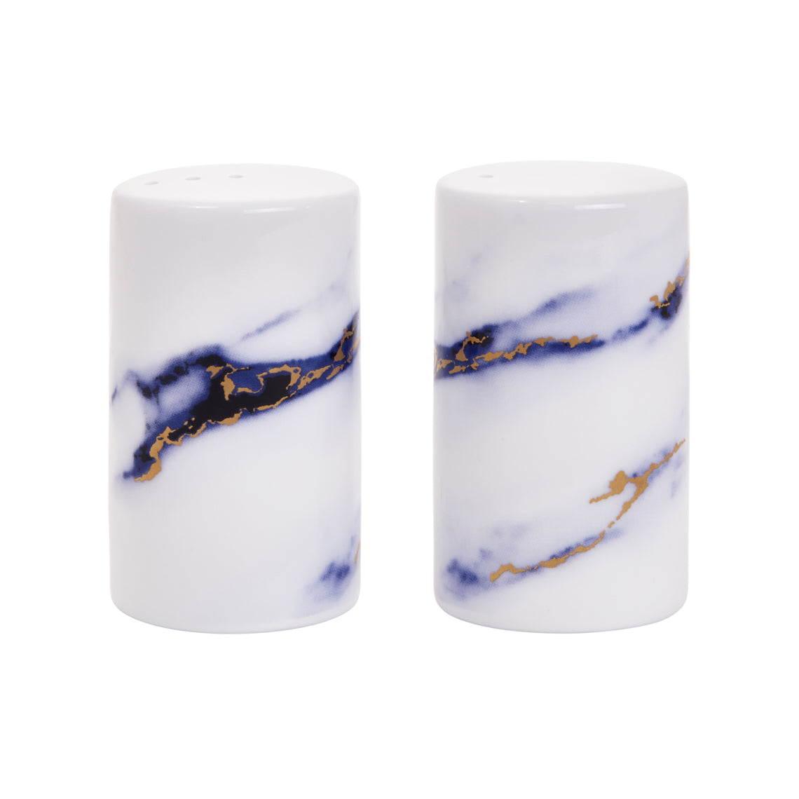 Prouna Marble Azure Salt & Pepper Shakers White Background Photo