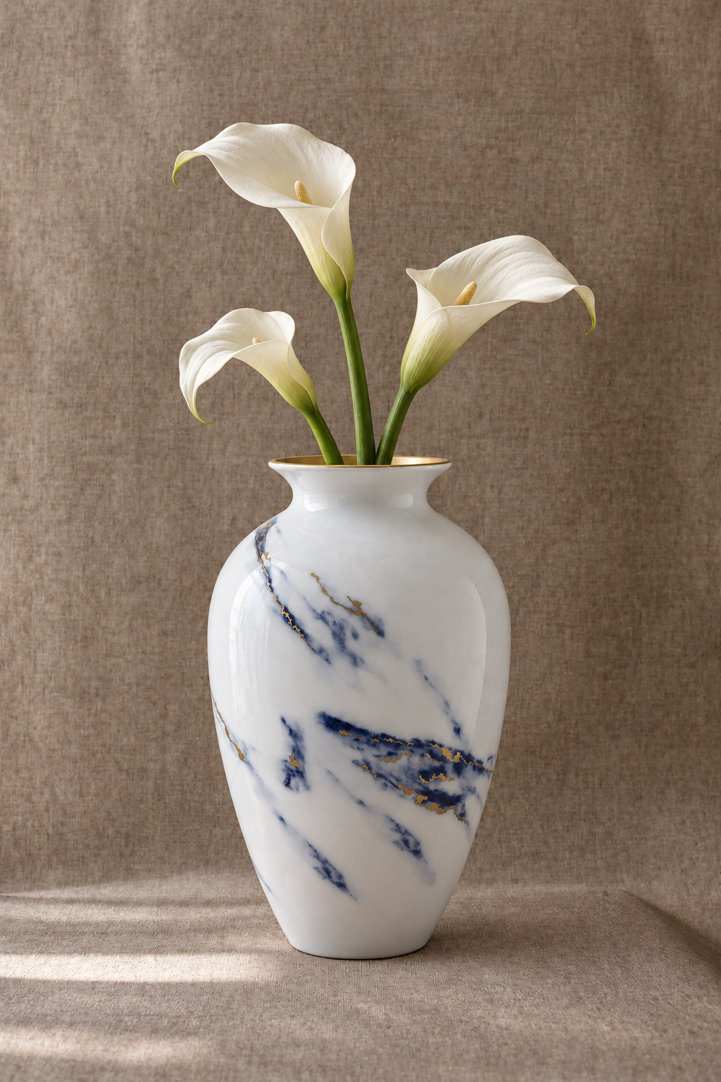 Prouna Marble Azure 12" Urn Vase White Background Photo