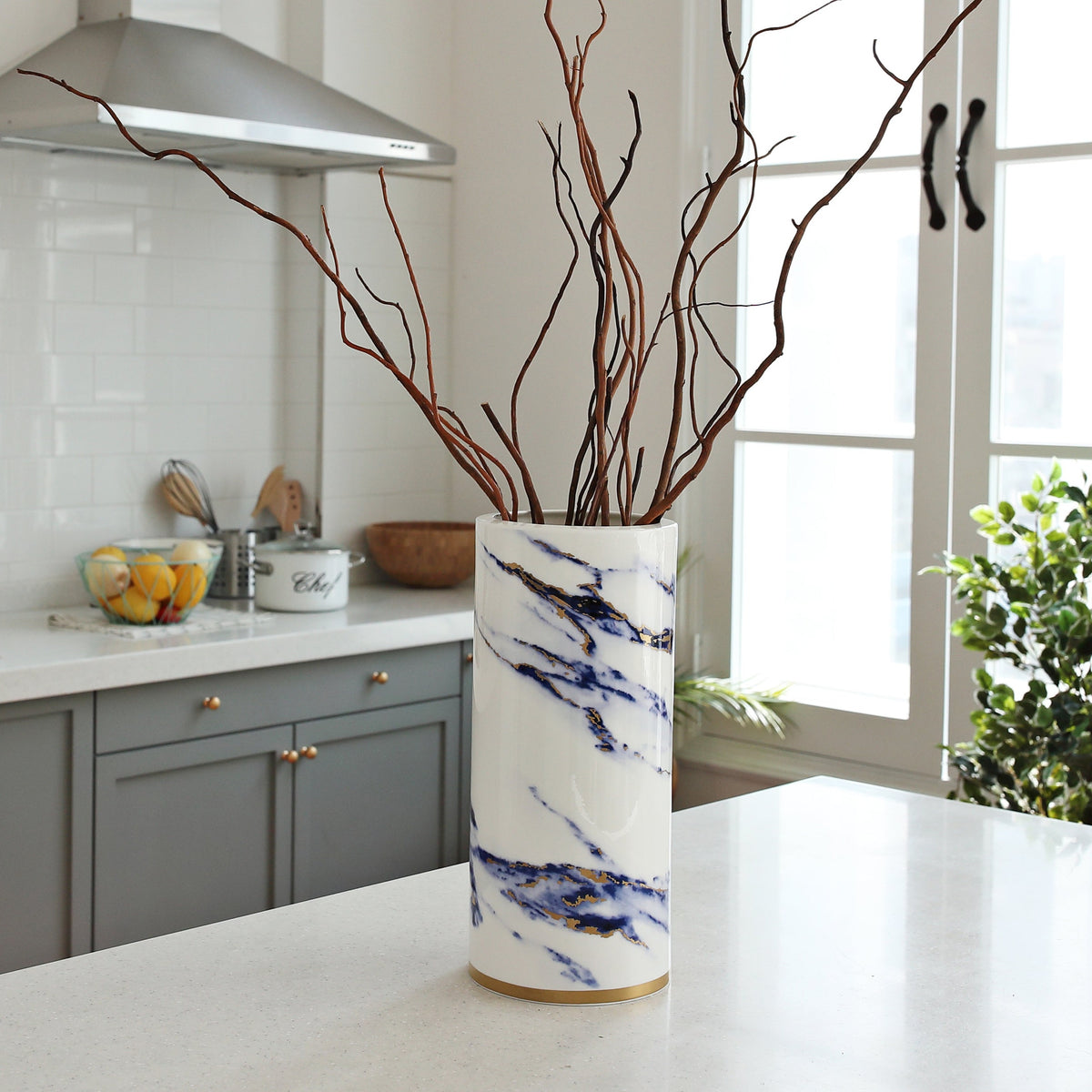 Prouna Marble Azure 14&quot; Tall Vase Lifestyle Photo