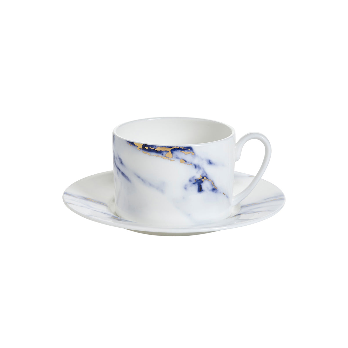 Prouna Marble Azure Tea Cup &amp; Saucer White Background Photo