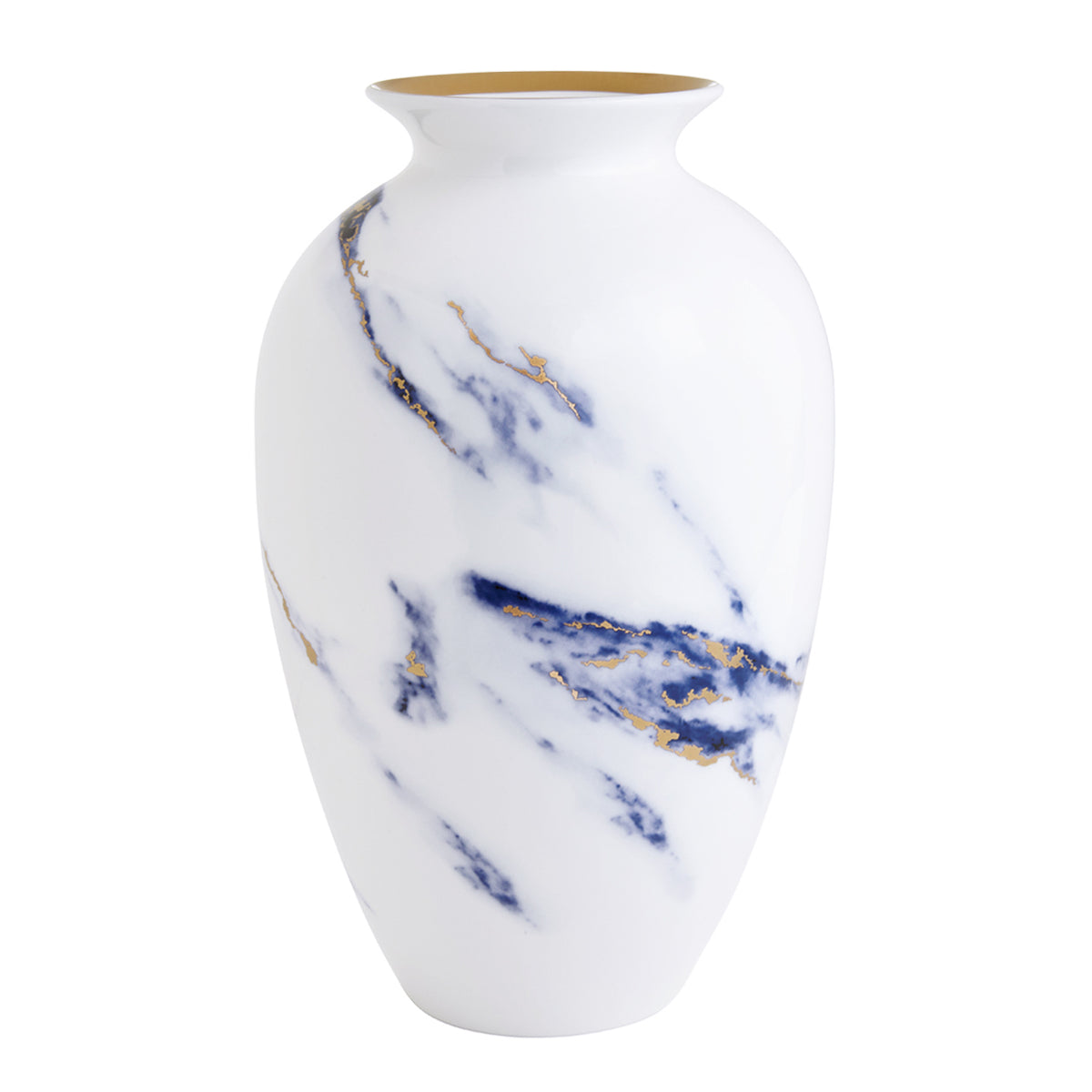 Prouna Marble Azure 12&quot; Urn Vase White Background Photo