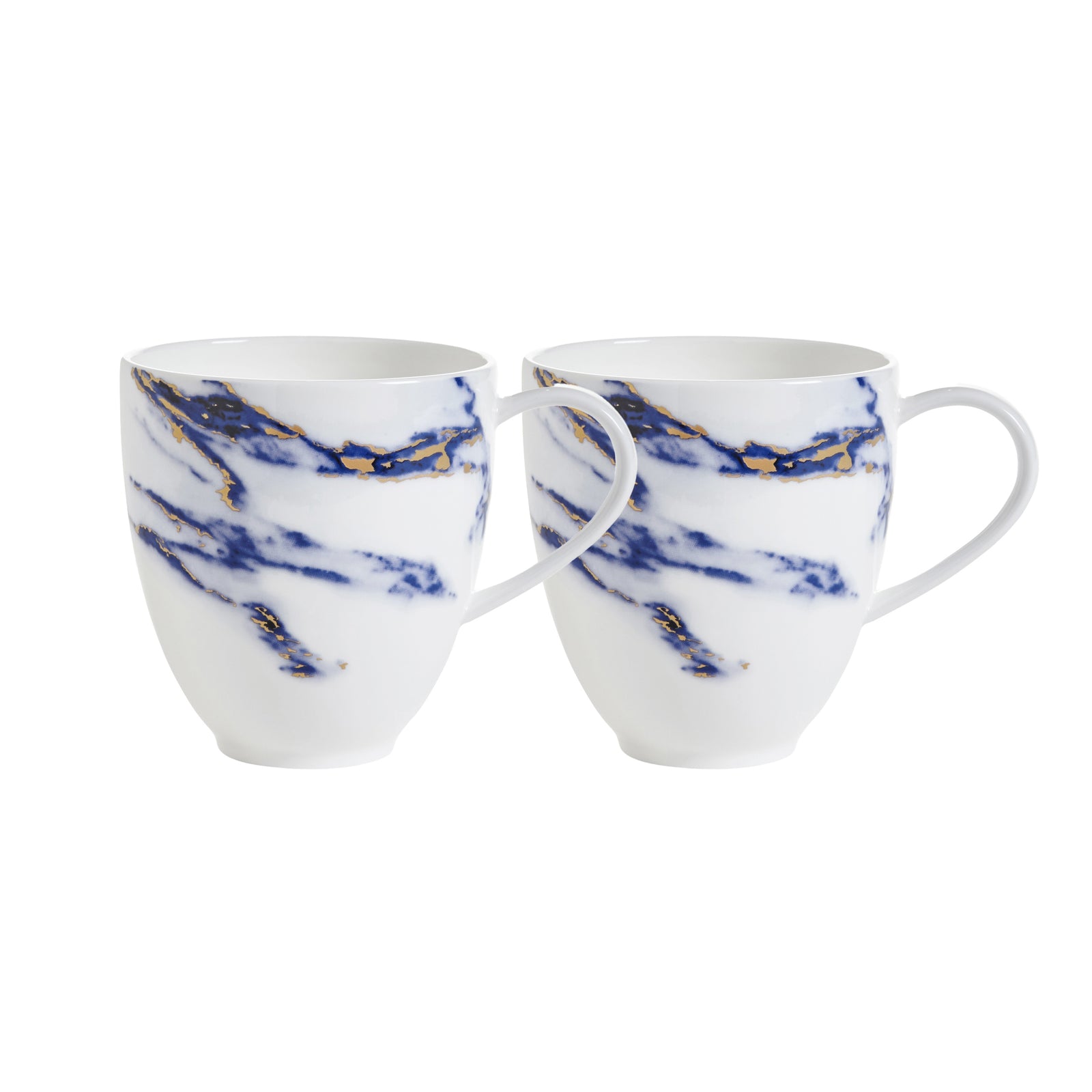 Prouna Marble Azure Set of 2 Barrel Mugs White Background Photo