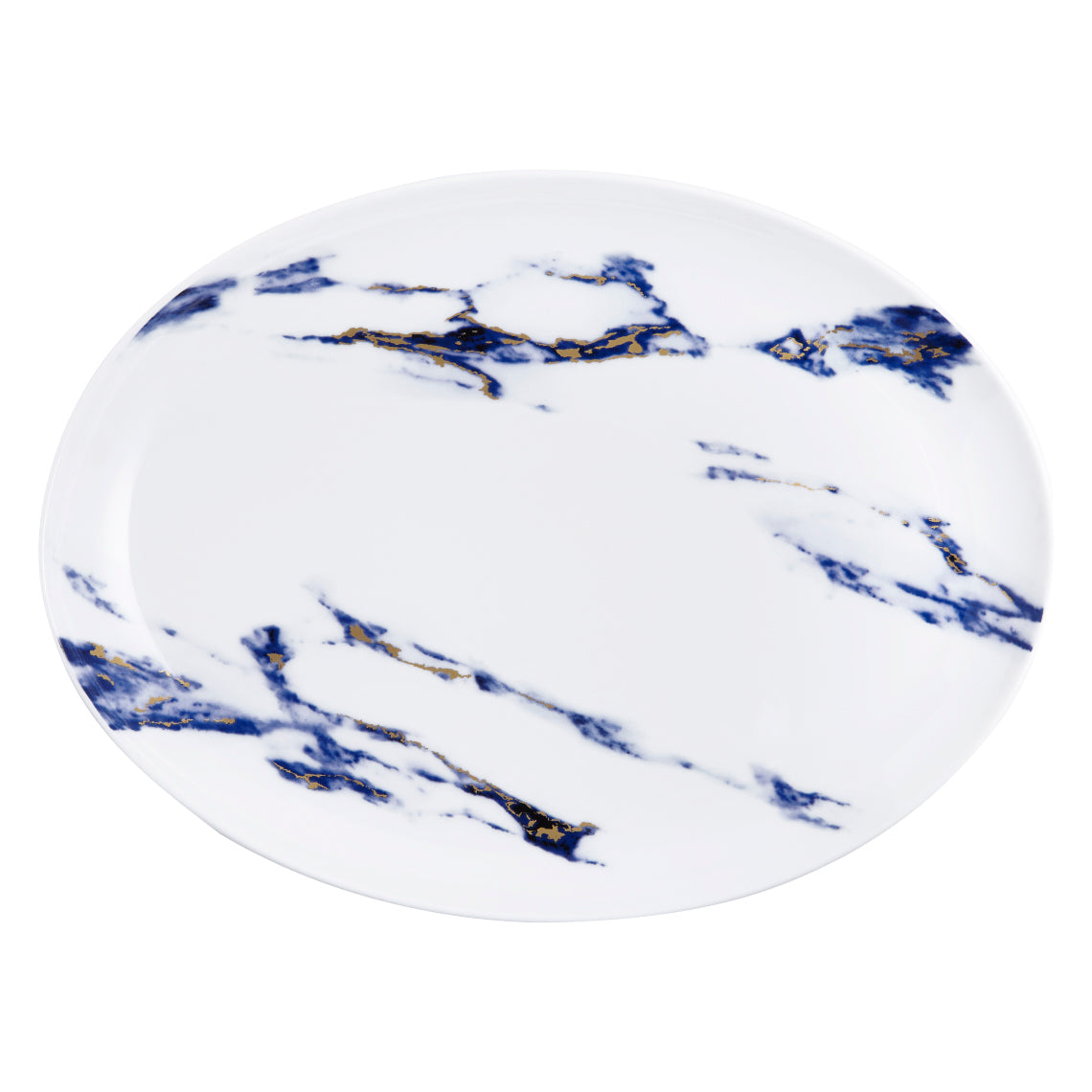 Prouna Marble Azure 14&quot; Oval Platter White Background Photo