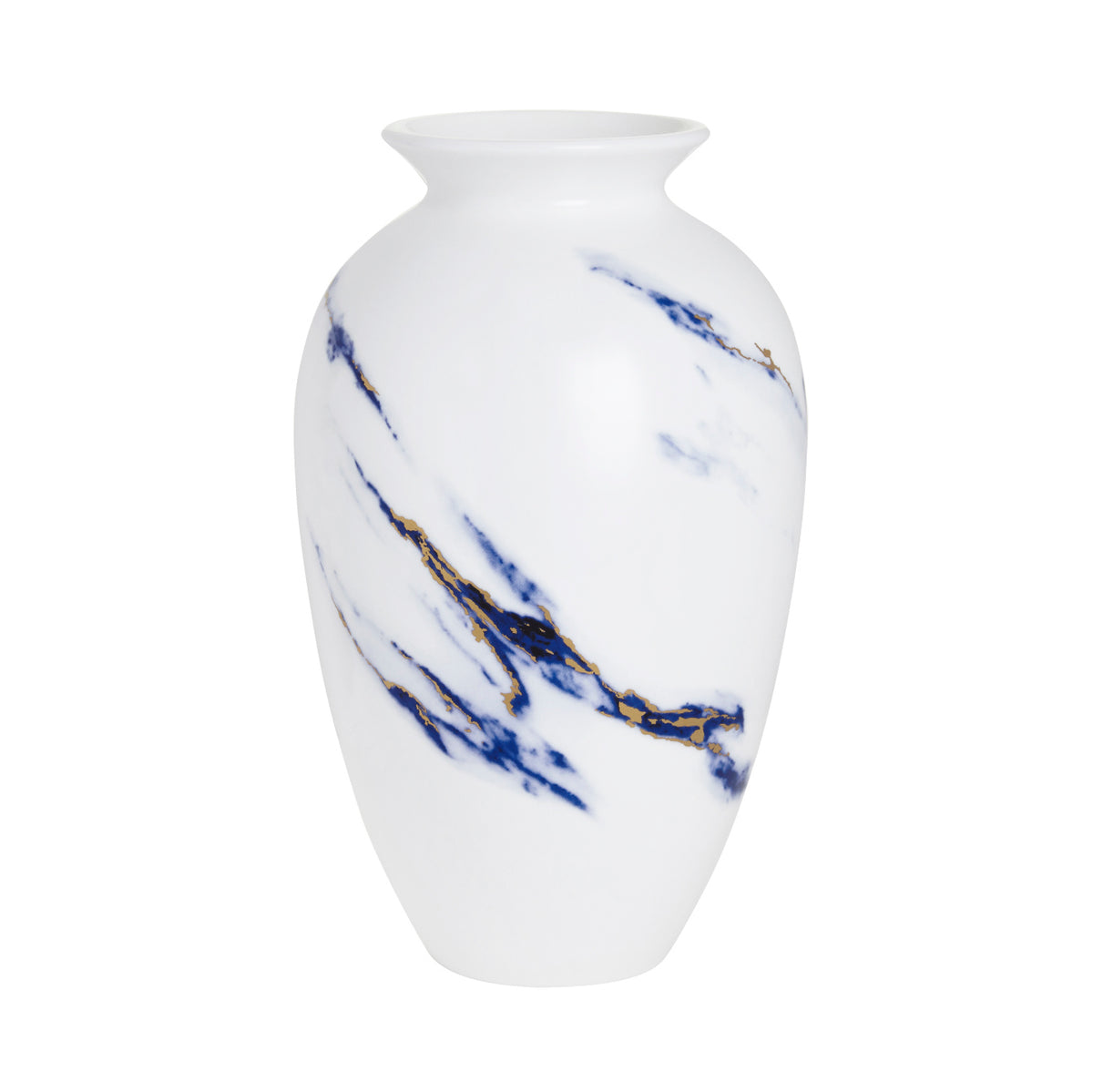 Prouna Marble Azure 9-1/2&quot; Urn Vase White Background Photo