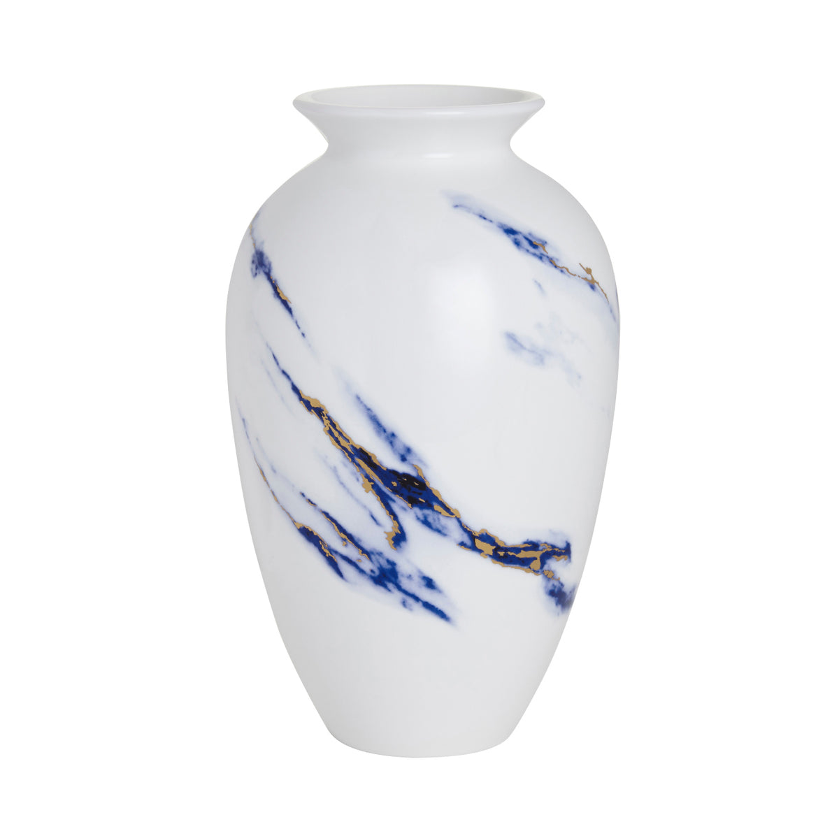 Prouna Marble Azure 9-1/2&quot; Urn Vase White Background Photo