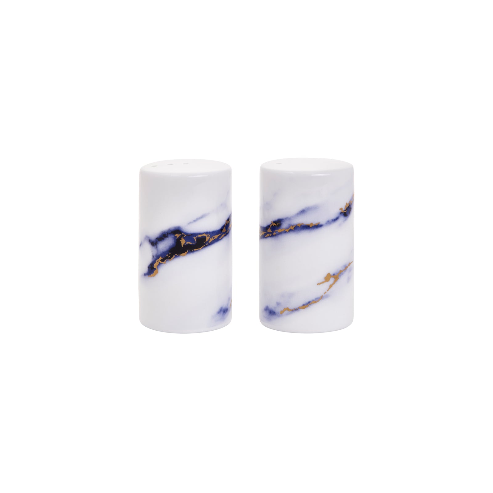 Prouna Marble Azure Salt & Pepper Shakers White Background Photo