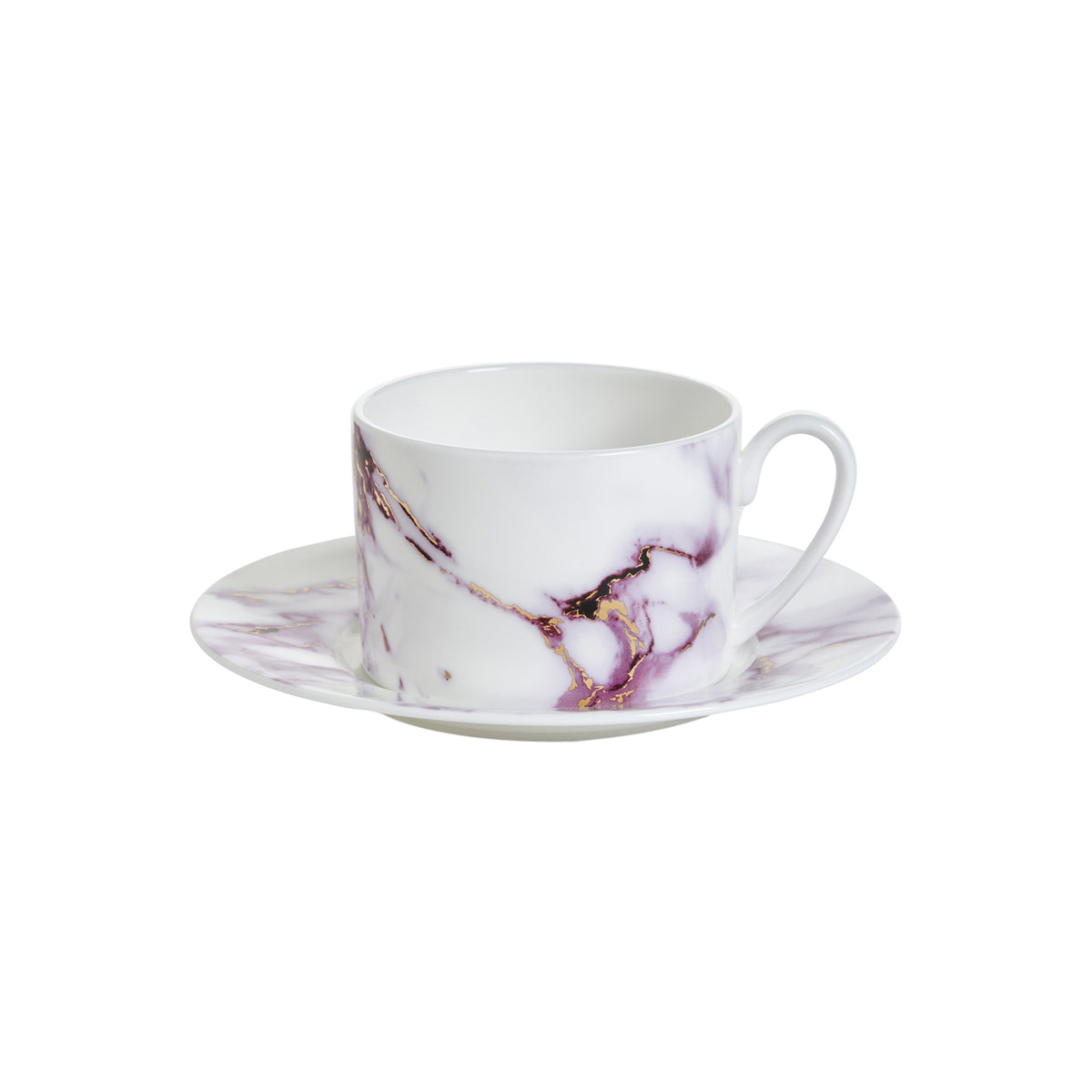 Prouna Marble Chianti Tea Cup &amp; Saucer White Background Photo