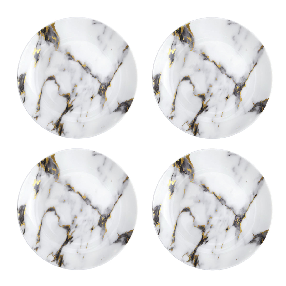 Prouna Marble Venice Fog Set of 4 Canapé Plates White Background Photo