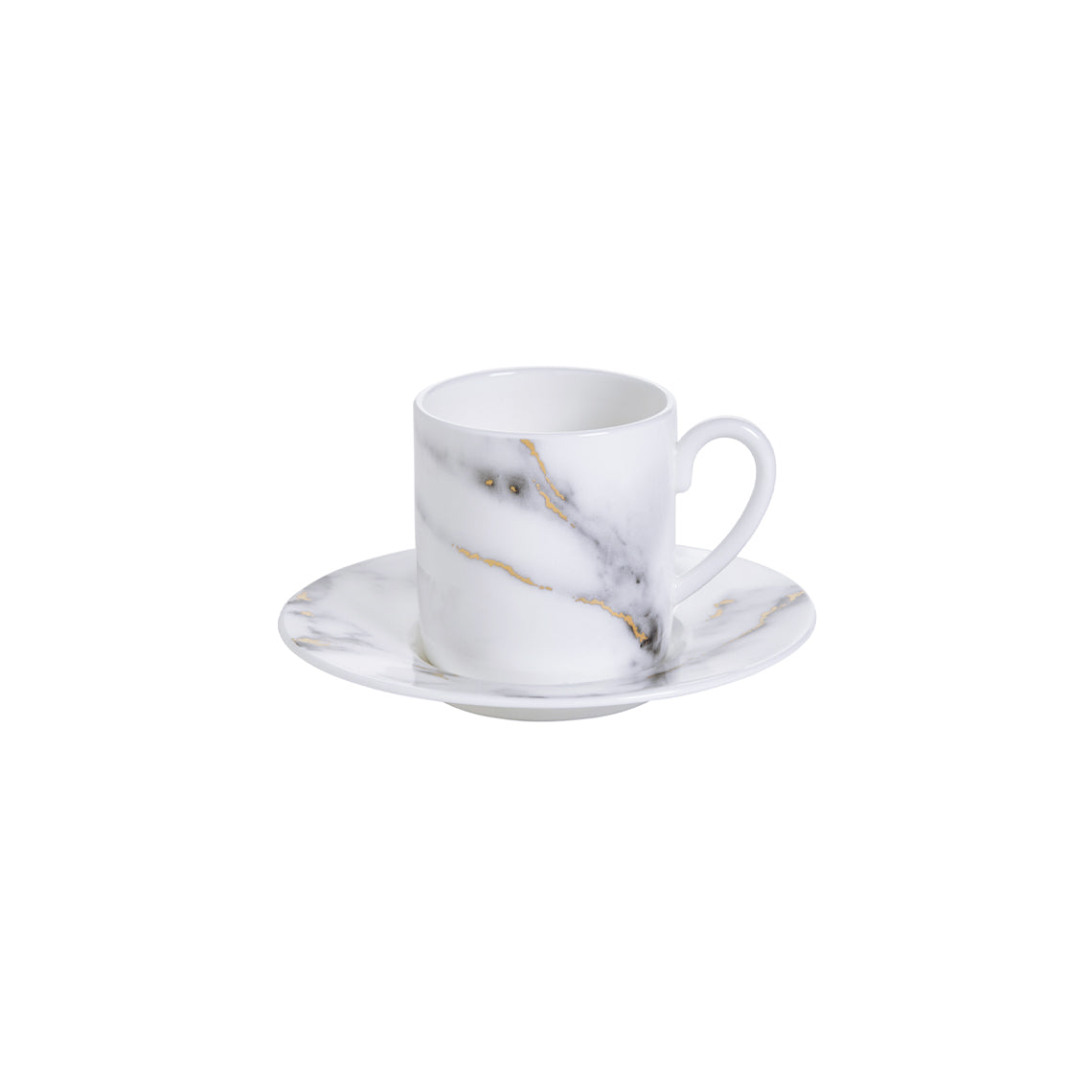 Prouna Marble Venice Fog Espresso Cup &amp; Saucer White Background Photo