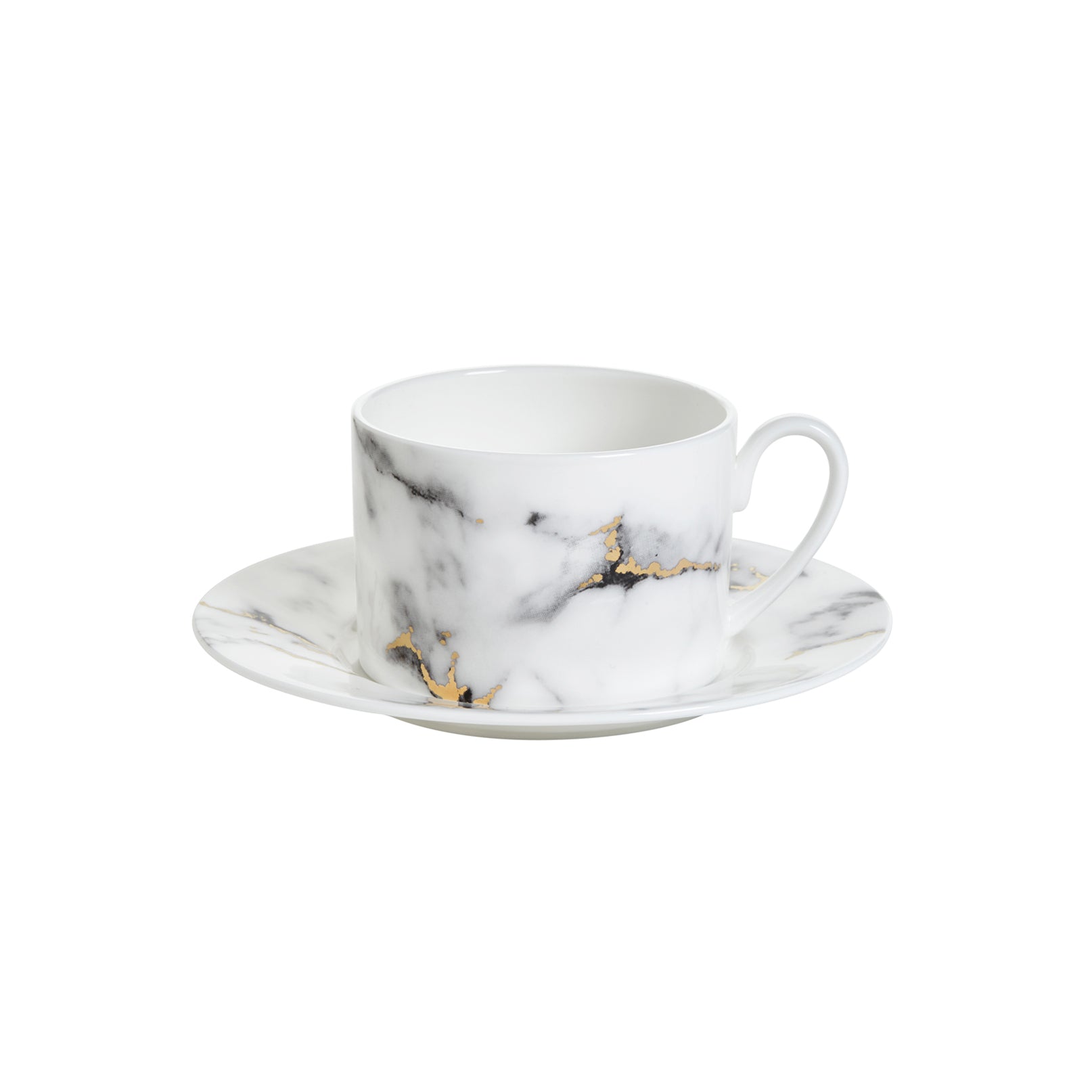 Prouna Marble Venice Fog Tea Cup & Saucer White Background Photo