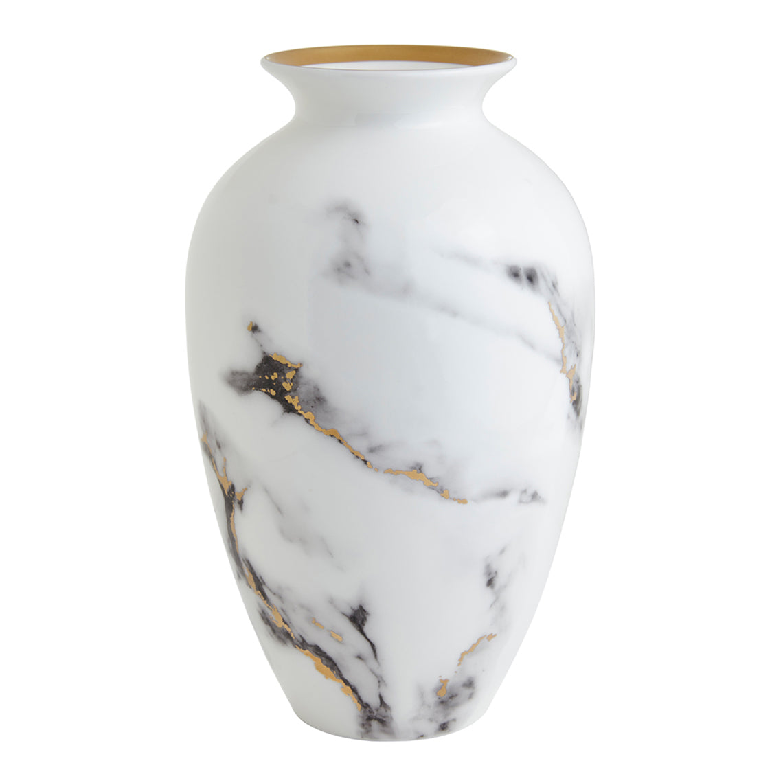 Prouna Marble Venice Fog 12" Urn Vase White Background Photo