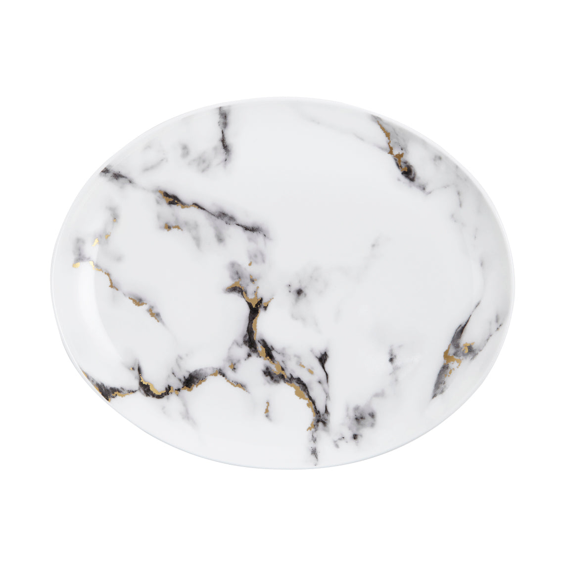 Prouna Marble Venice Fog 12&quot; Oval Platter White Background Photo