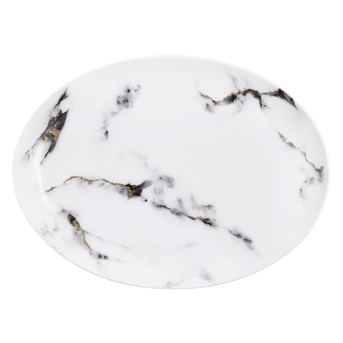 Prouna Marble Venice Fog 14" Oval Platter White Background Photo