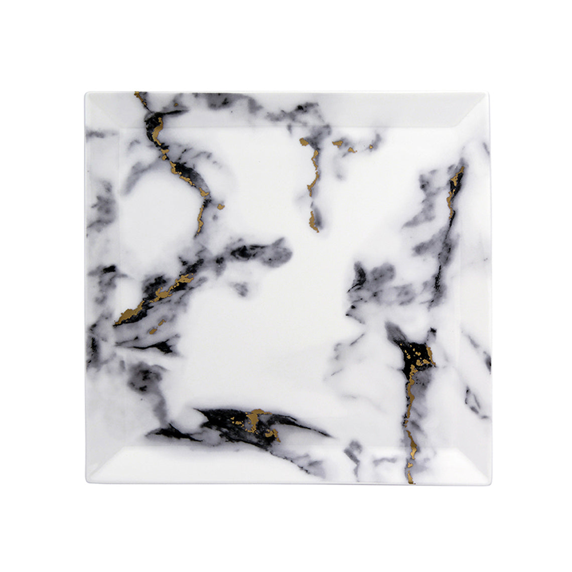 Prouna Marble Venice Fog 9&quot; Matzah Plate / Square Serving Platter White Background Photo