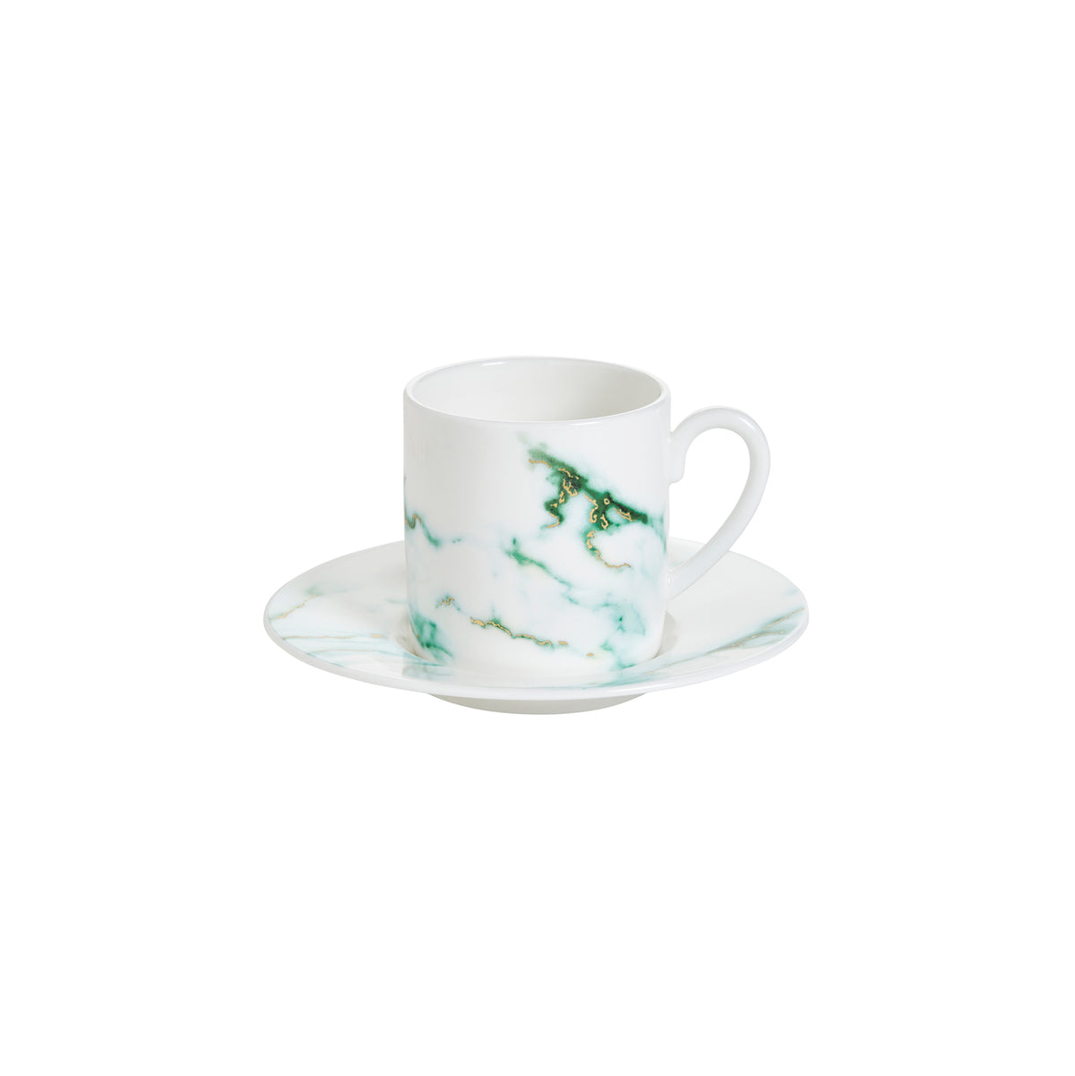 Prouna Marble Verde Espresso Cup &amp; Saucer White Background Photo