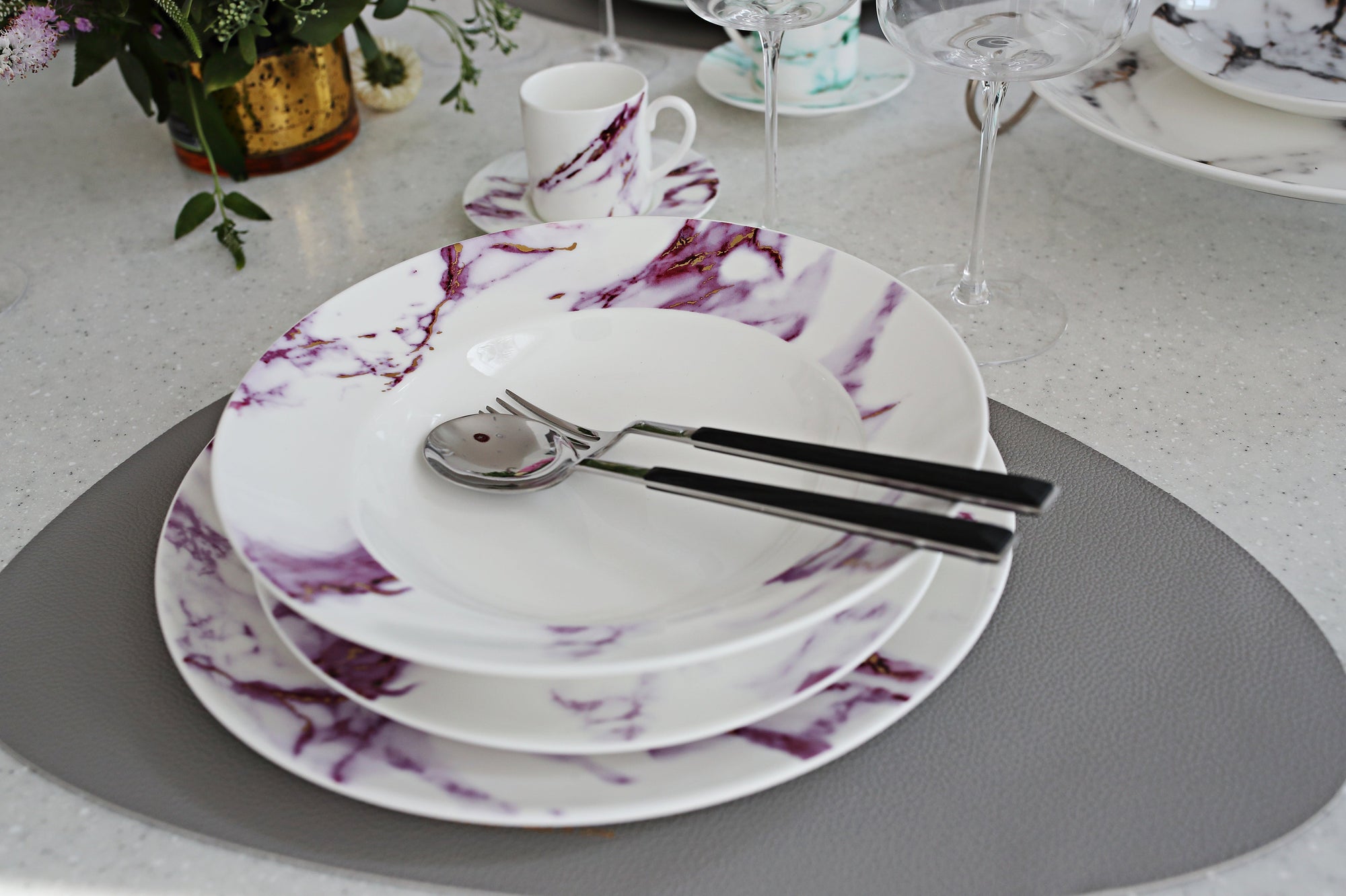 Prouna Marble Chianti Soup Bowl White Background Photo