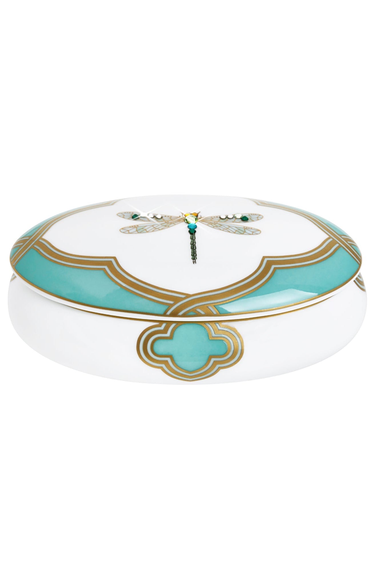 Prouna My Dragonfly Oval Jewelry Box Open White Background Photo