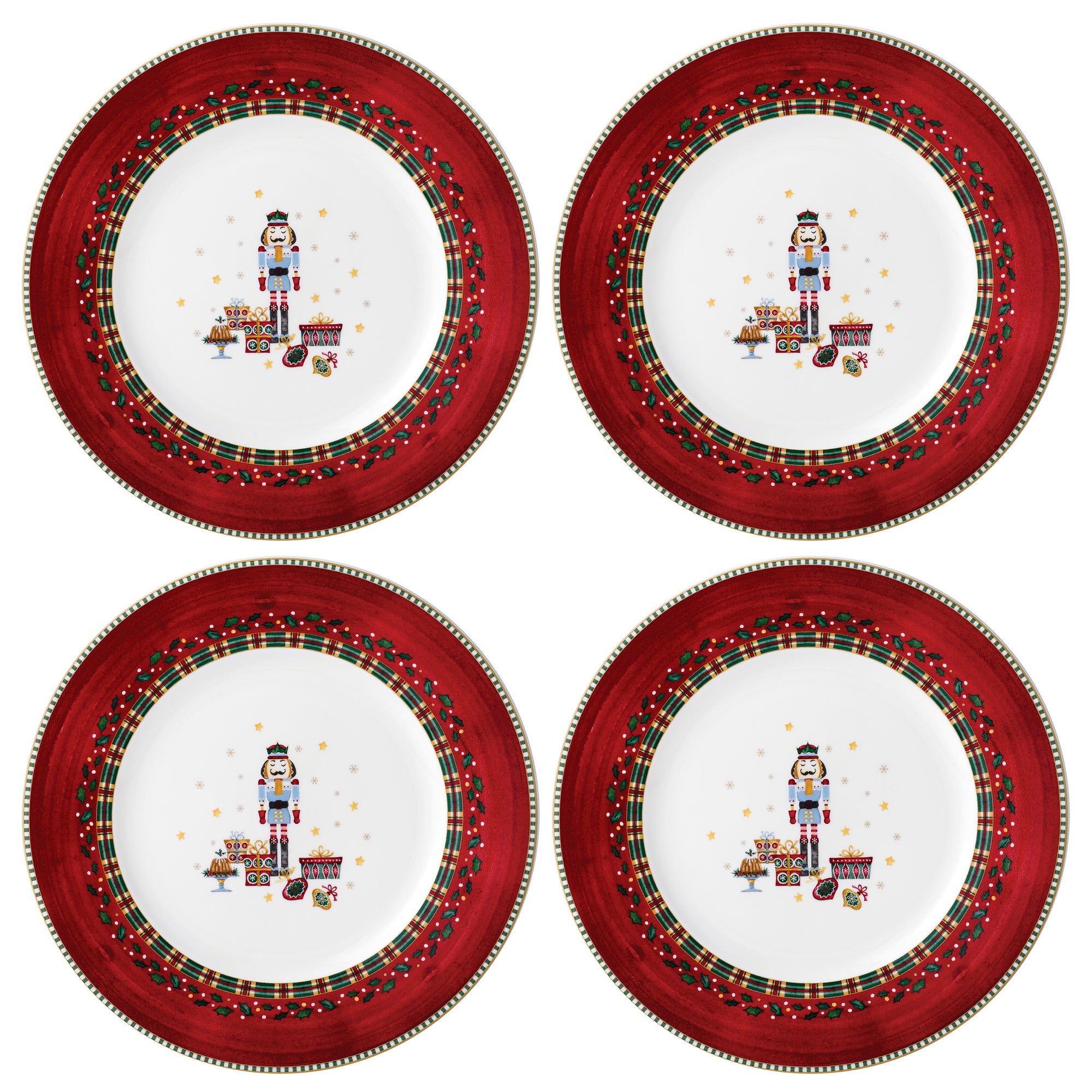 Prouna Nutcracker Salad / Dessert Plate Set of 4 White Background Photo