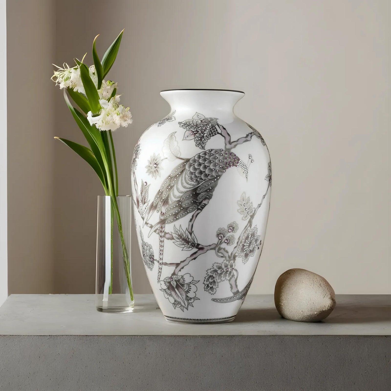 Prouna Pavo Silver Vase White Background Photo
