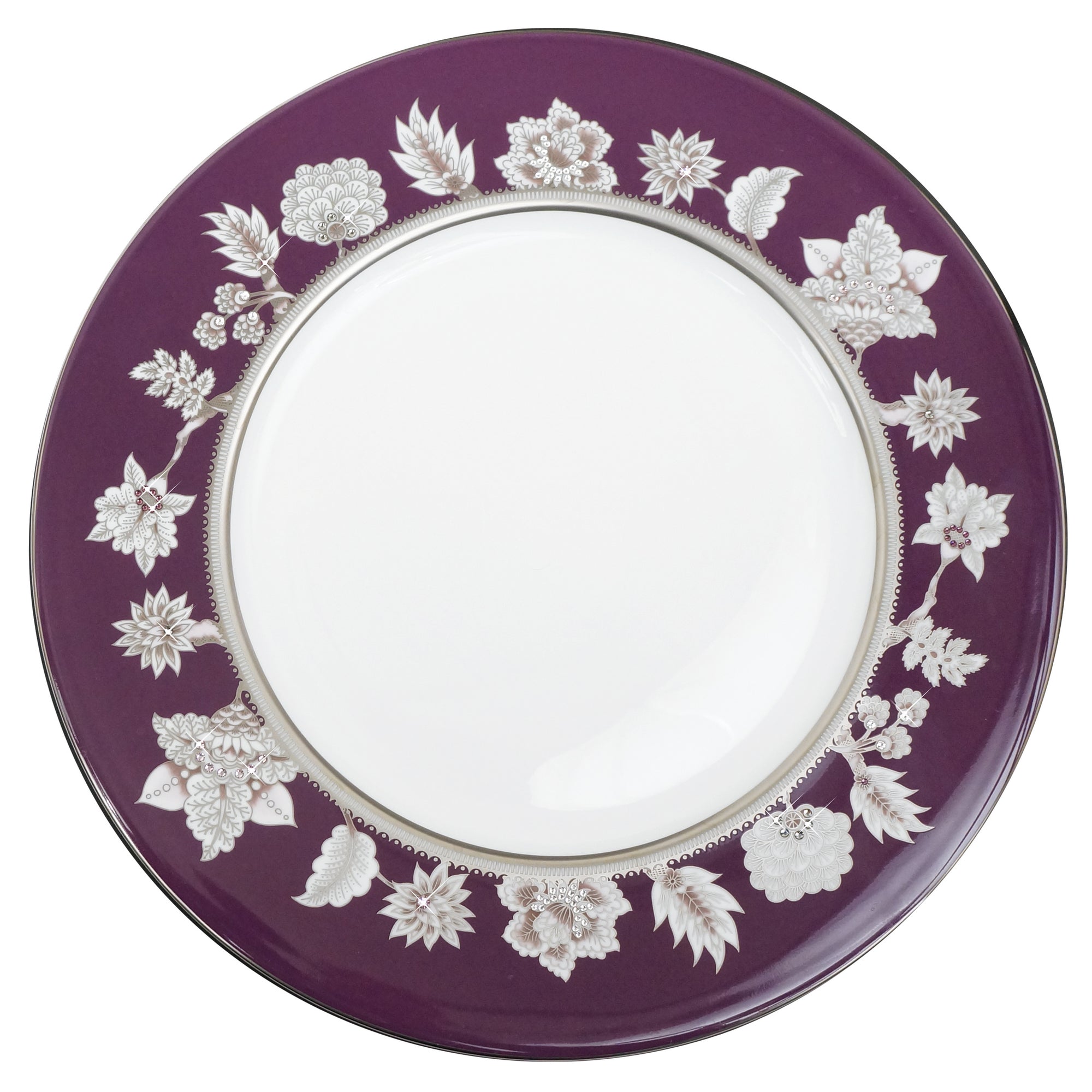 Prouna Pavo Silver Charger Plate White Background Photo