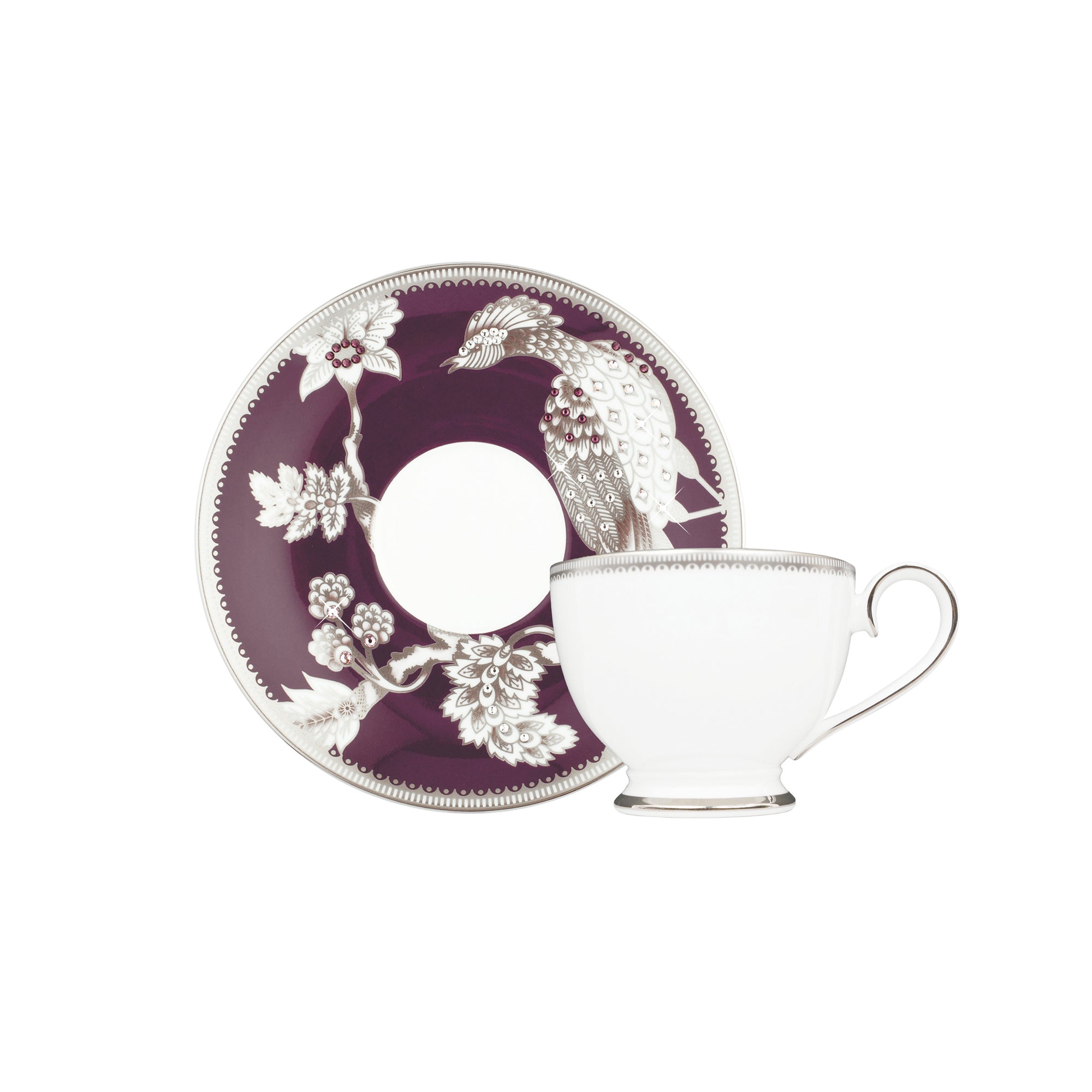 Prouna Pavo Silver Espresso Cup & Saucer White Background Photo