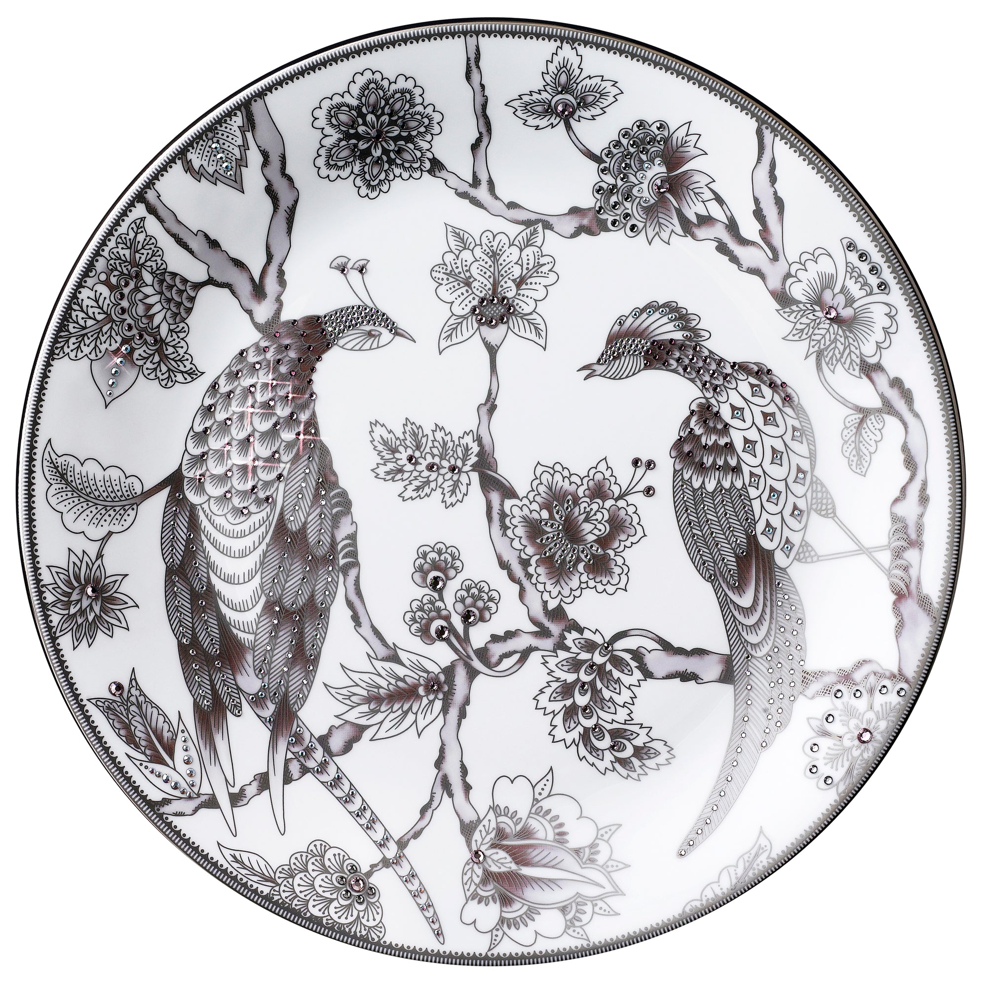 Prouna Pavo Silver Decorative Plate White Background Photo