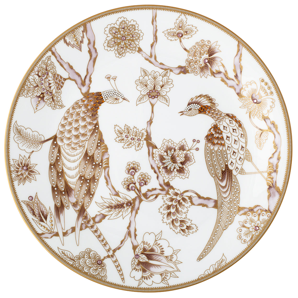 Prouna Pavo Gold Decorative Plate White Background Photo