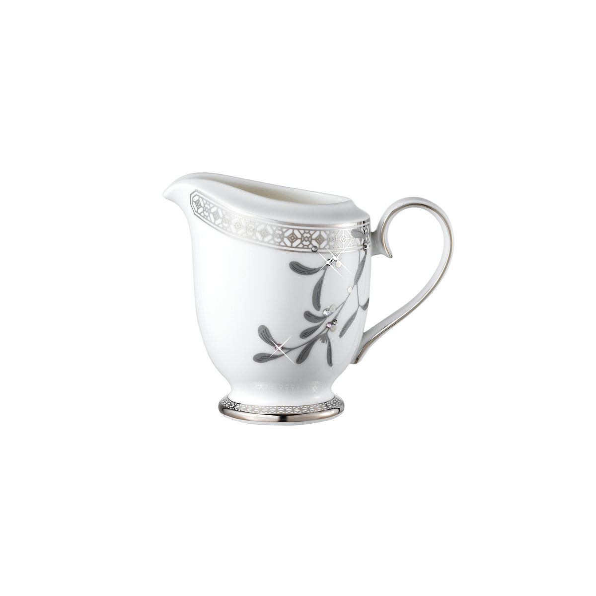 Prouna Platinum Leaves Creamer White Background Photo